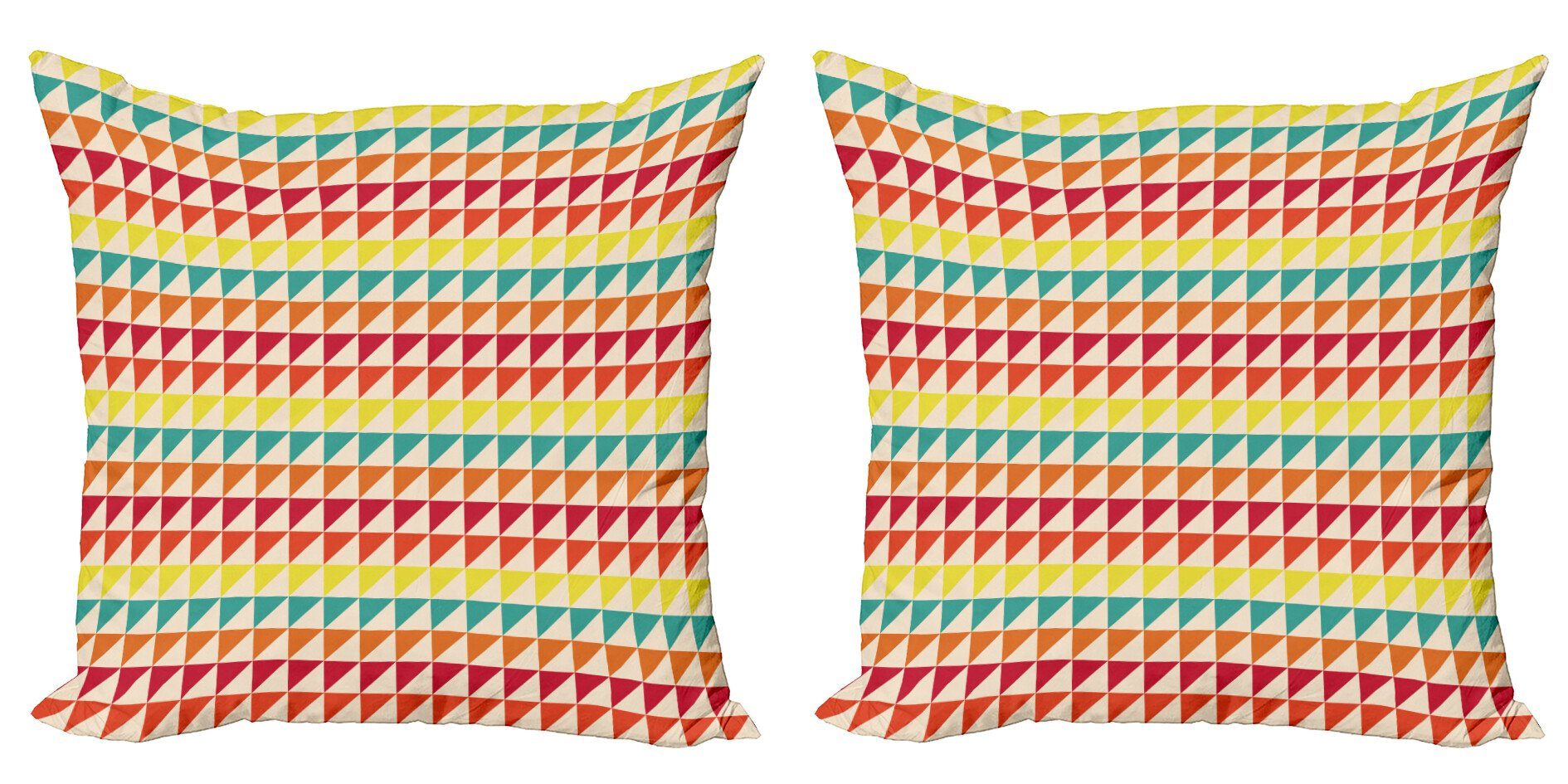 Kissenbezüge Modern Accent Doppelseitiger Digitaldruck, Abakuhaus (2 Stück), Geometrisch Pixelized Vivid Triangles