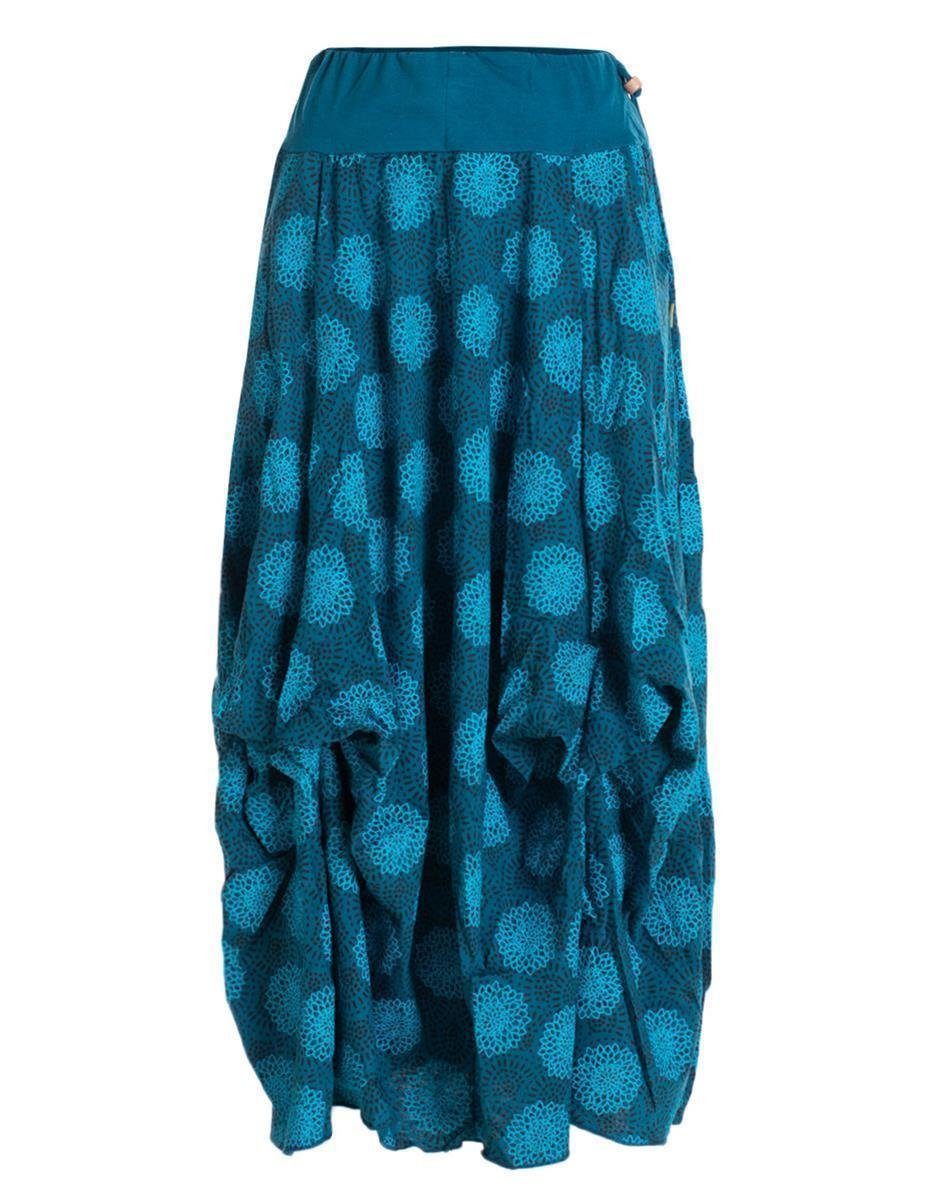 Vishes Maxirock Langer Damen Ballon-Rock Pump-Rock Baumwolle Blüten-Muster Retro Style, Sweat-Rock