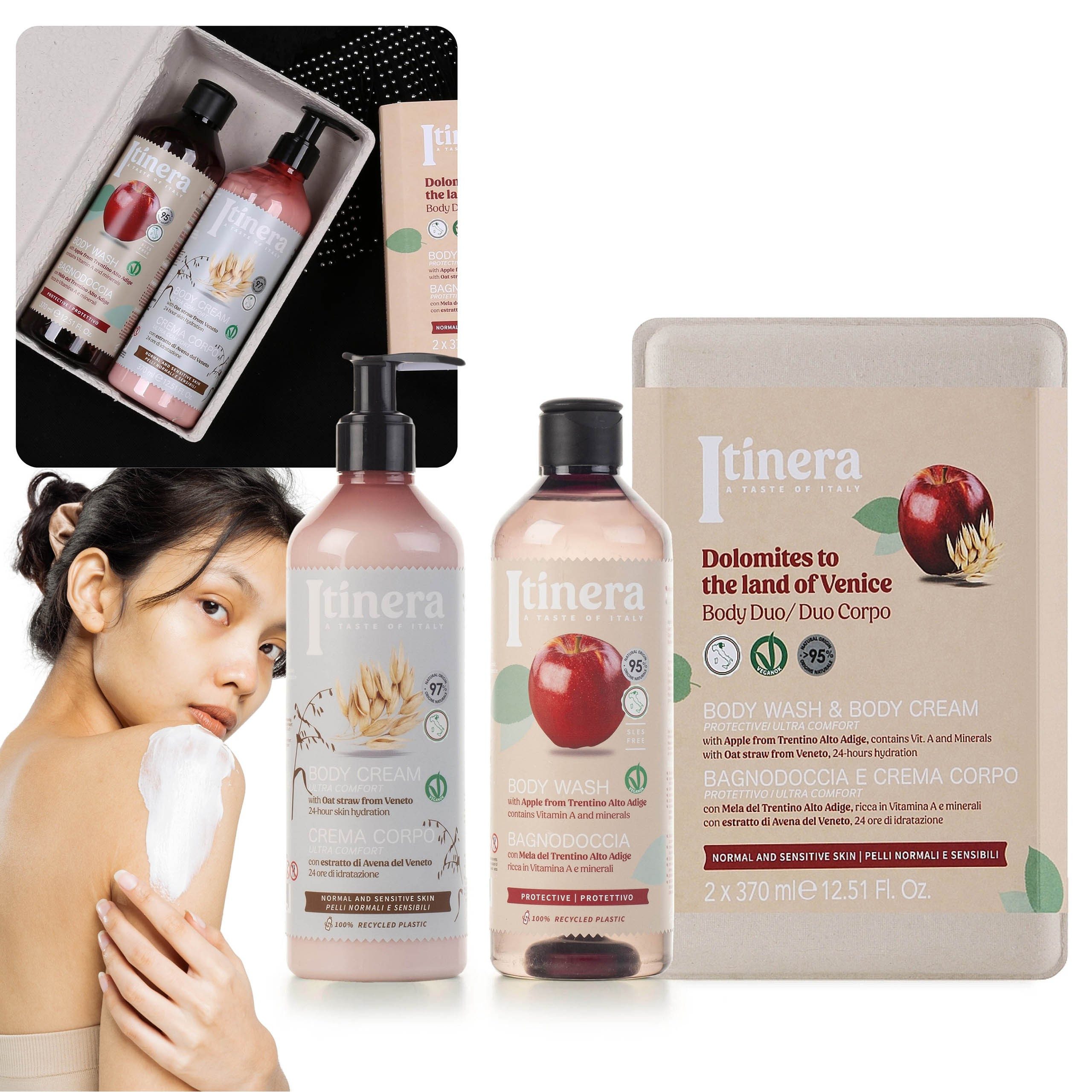 Körperpflegemittel ITINERA Geschenkset: Duschgel + Körperlotion mit Hafer 2x370ml