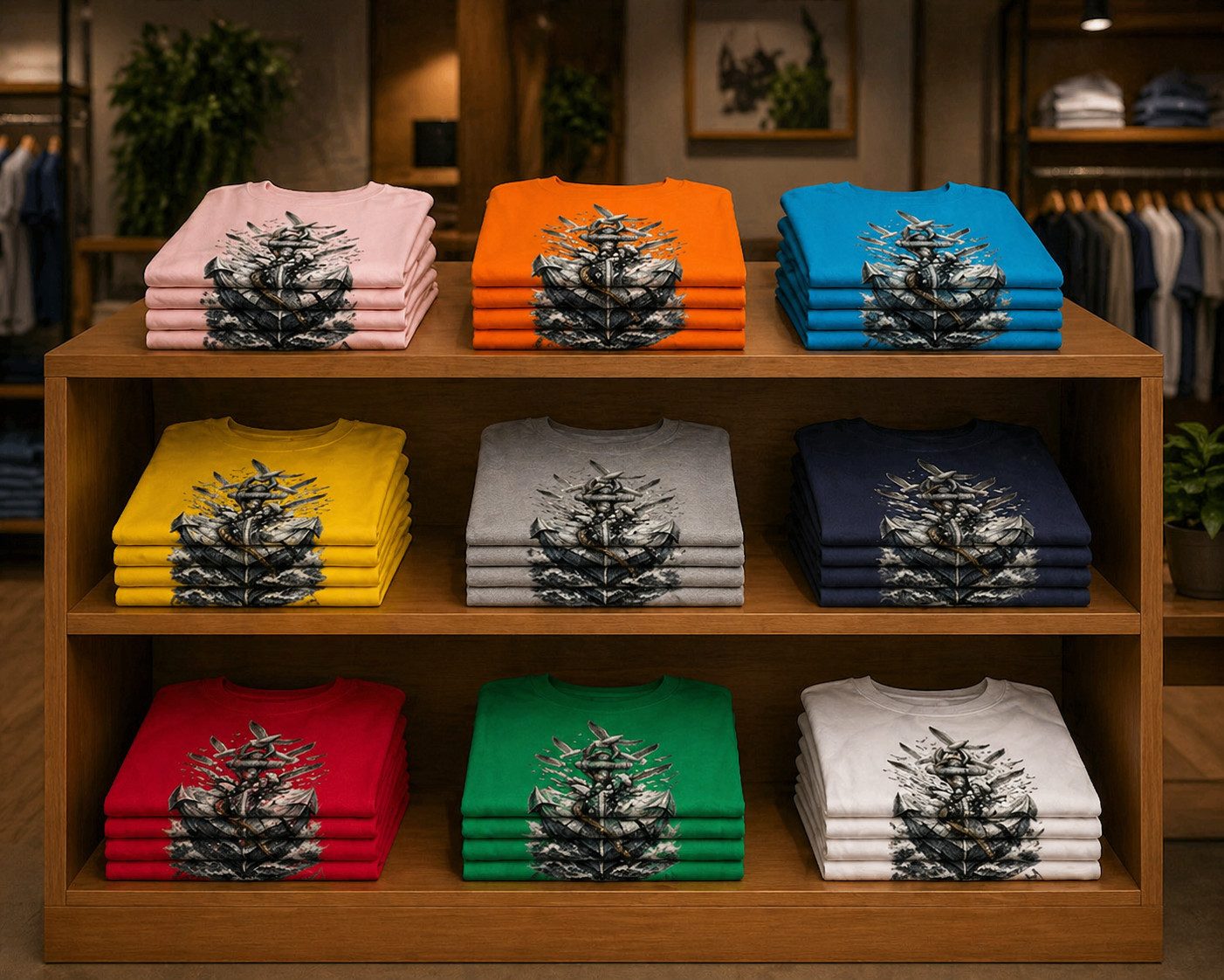 Blondie & Brownie T-Shirt Kinder T-Shirt Anker Maritim Navy Hafen Möwe Retro Küstenmotiv Shirt (Einzelstück, Einzelartikel) Küstenwacht Hafenheld Kinderedition