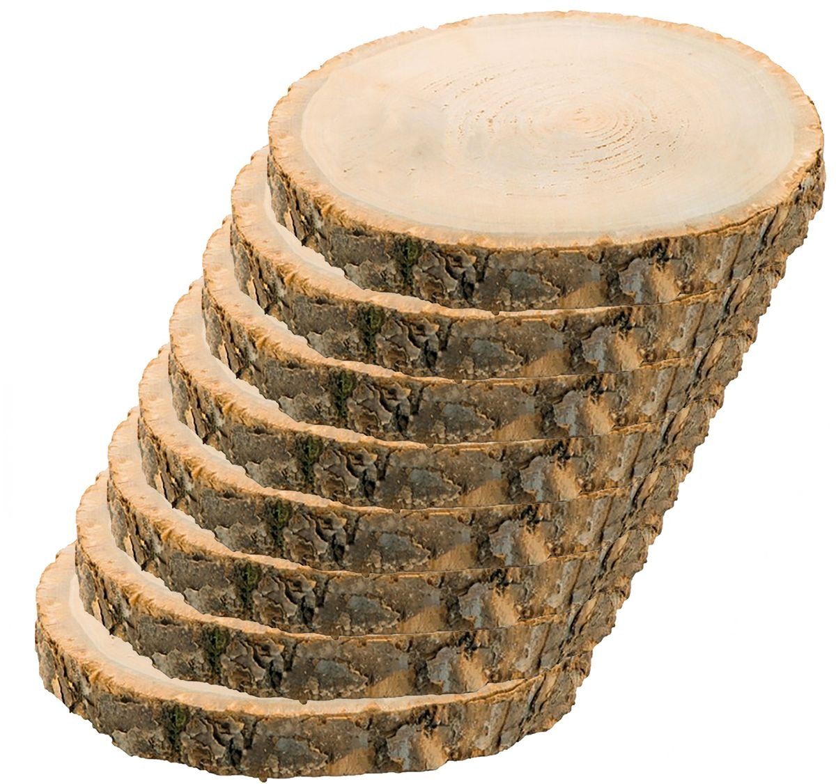 CHAKS Rindenscheiben 8 Baumscheiben mit 24cm Durchmesser