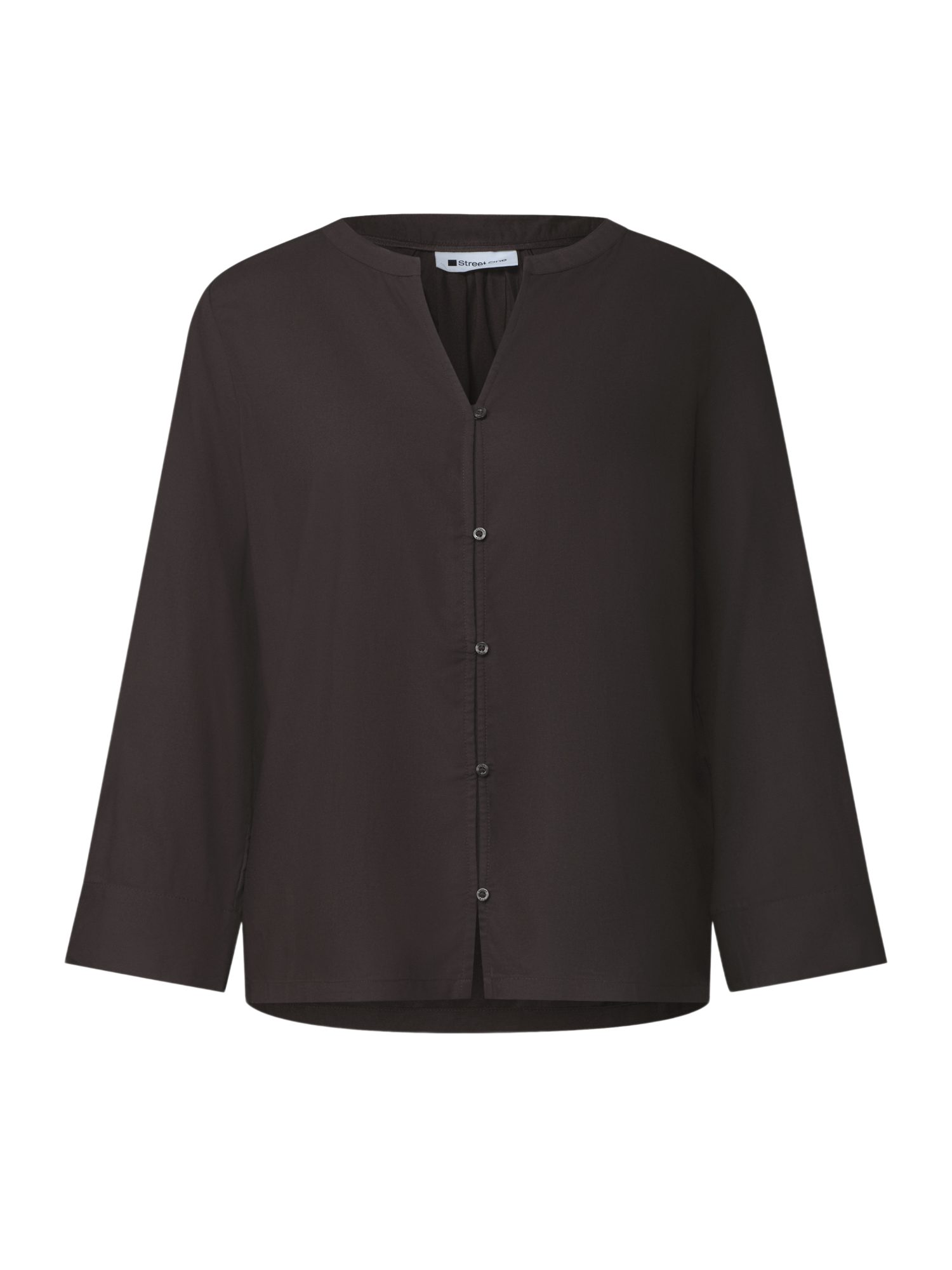 STREET ONE Blusenshirt schwarz,Casual,Viskose,Unifarben,V-Ausschnitt,3/4 Arm,Regular Fit
