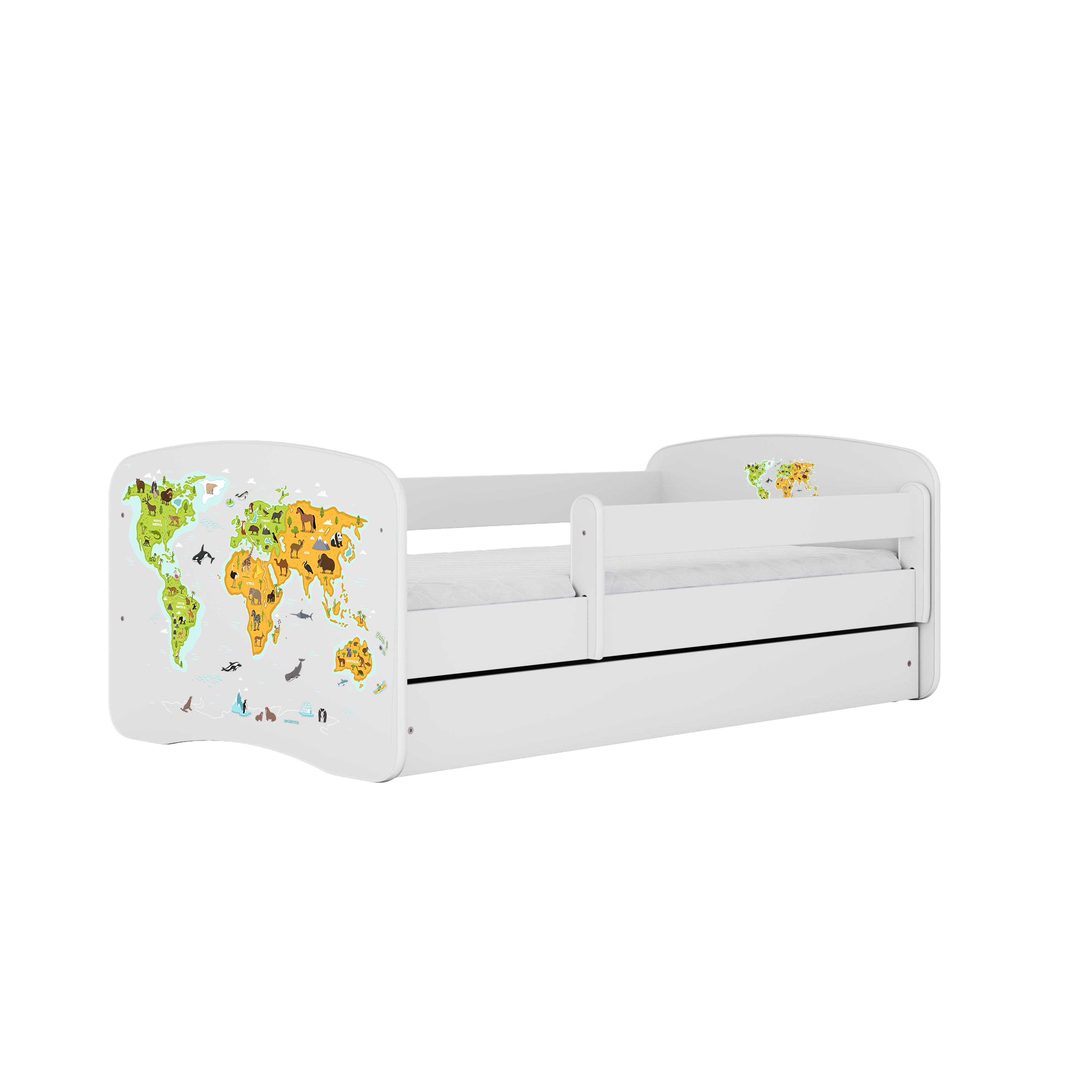 Raumhirsch Furniture Kinderbett 70x140, 80x160, 80x180 cm - Komplettset mit Matratze & Schublade (Bett für Jungs, Einzelbett für Kinder 2–12 Jahre mit Rausfallschutz), verschiedene Farben & Designs
