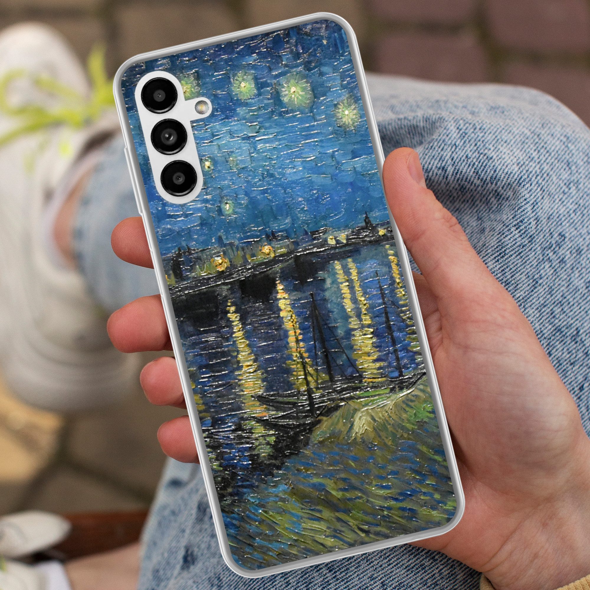 MuchoWow Handyhülle für Samsung Galaxy A04s Sternennacht über der Rhone - Van Gogh - Kunst, Handy Case, Silikon, Bumper Case Dünn