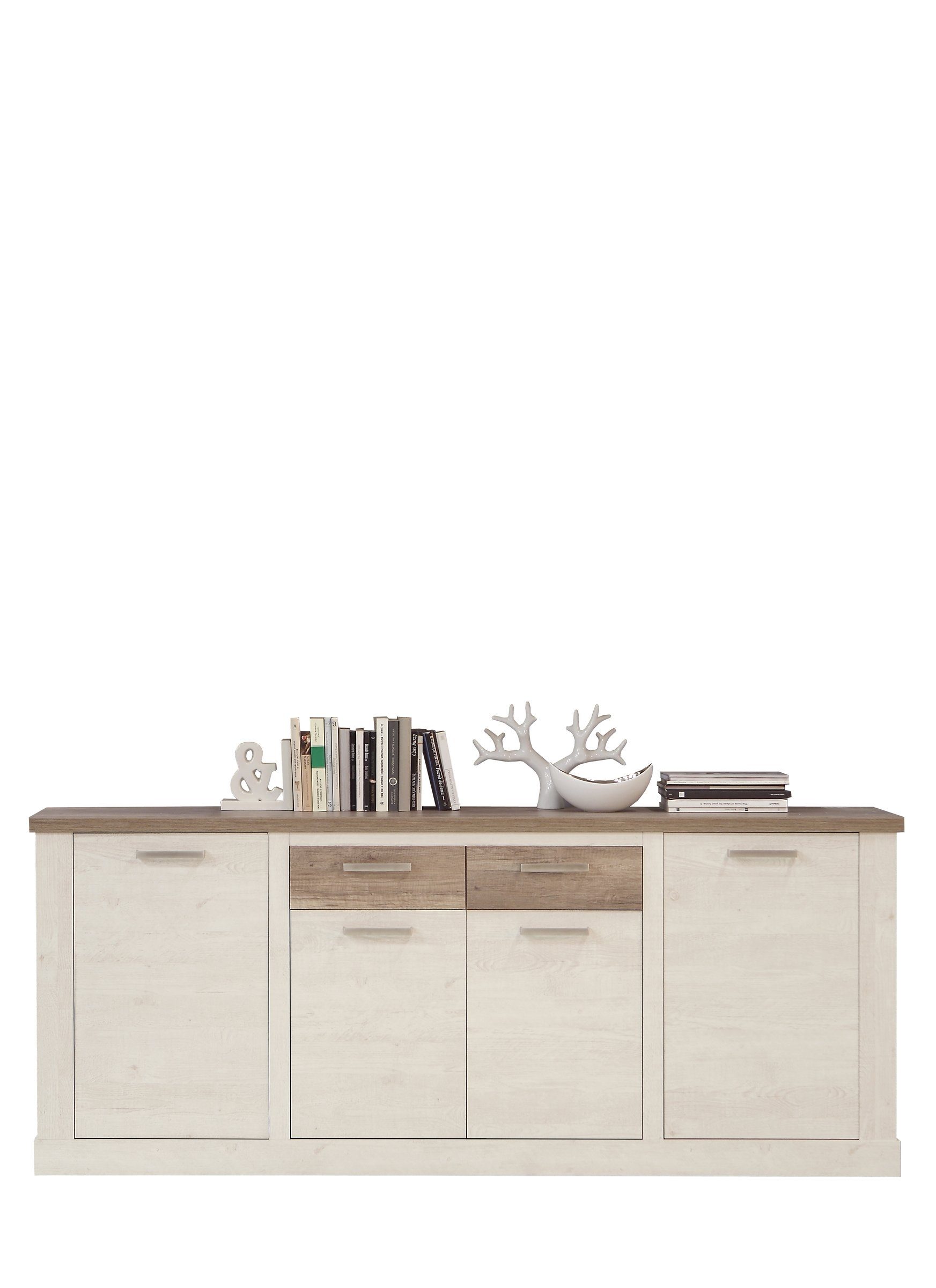 freiraum Sideboard Duro (BxHxT: 212,9x90,3x41,3 cm), aus Holzwerkstoff in Pinia Weiss kombiniert mit Eiche Antik