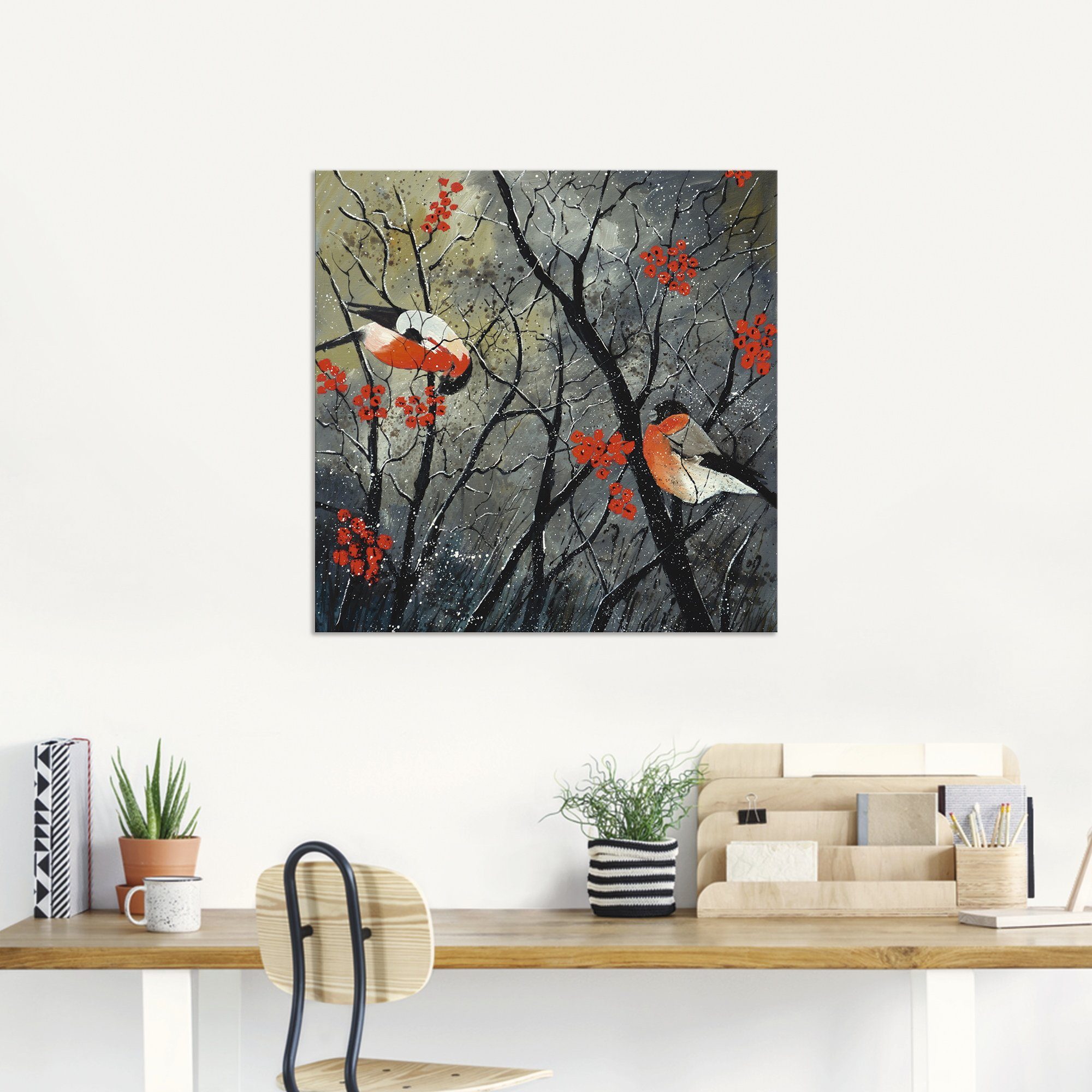 Alubild, Winter, im Poster (1 Artland St), Wandaufkleber Leinwandbild, Vögel oder in Vögel als rote versch. Größen Wandbild