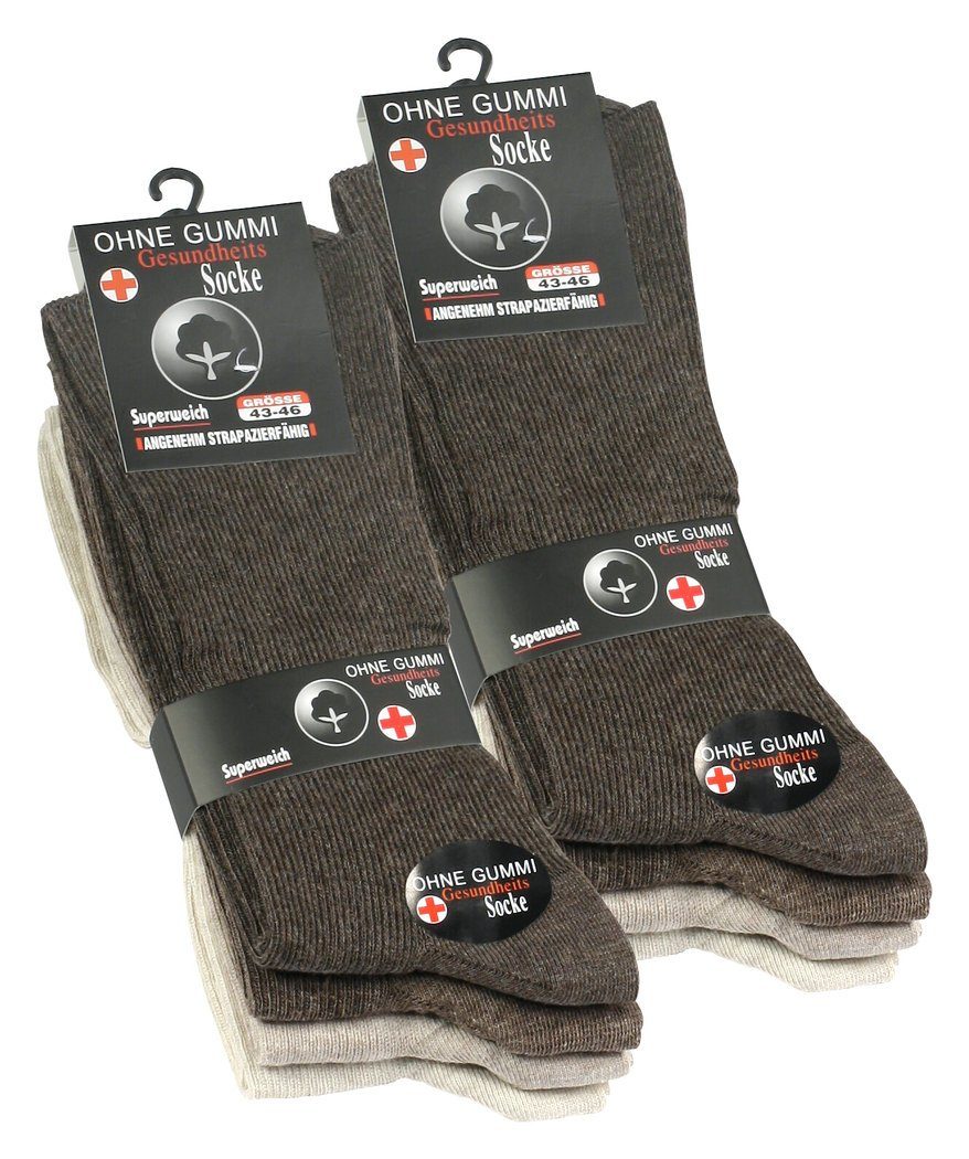 Baumwollqualität ohne Gummibund (8-Paar) weiche Prime® Socken Cotton