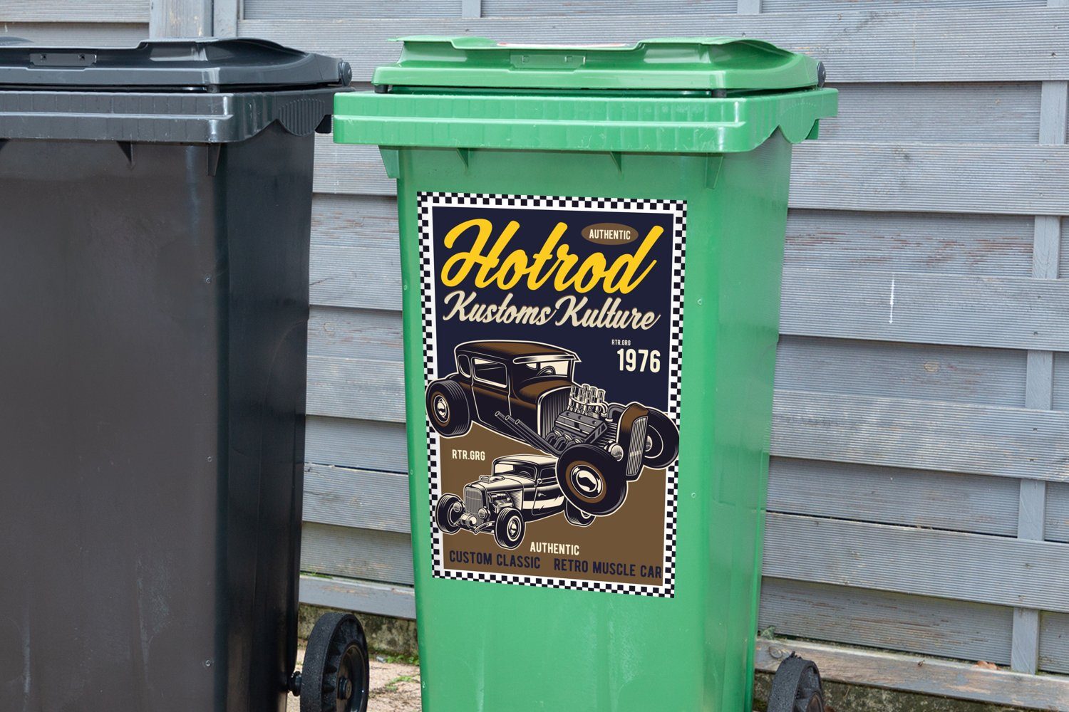 St), - (1 Mancave Mülleimer-aufkleber, Auto Sticker, Mülltonne, Abfalbehälter - Vintage Container, Gelb - Wandsticker MuchoWow