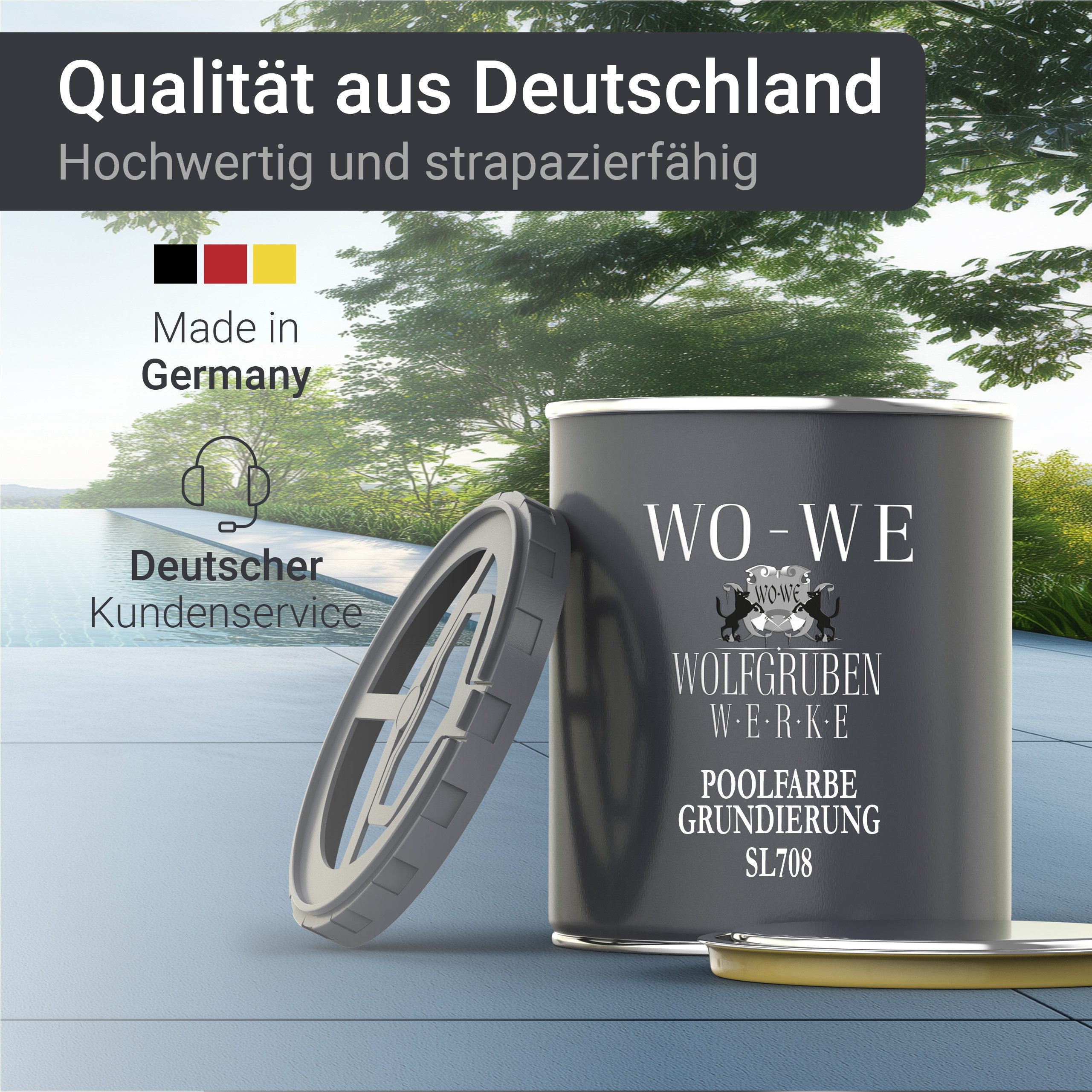 WO-WE Fliesengrundierung Schwimmbadfarbe Grundierung Spezial Haftgrund für Poolfarbe, 1-10kg, Hohe Ergiebigkeit