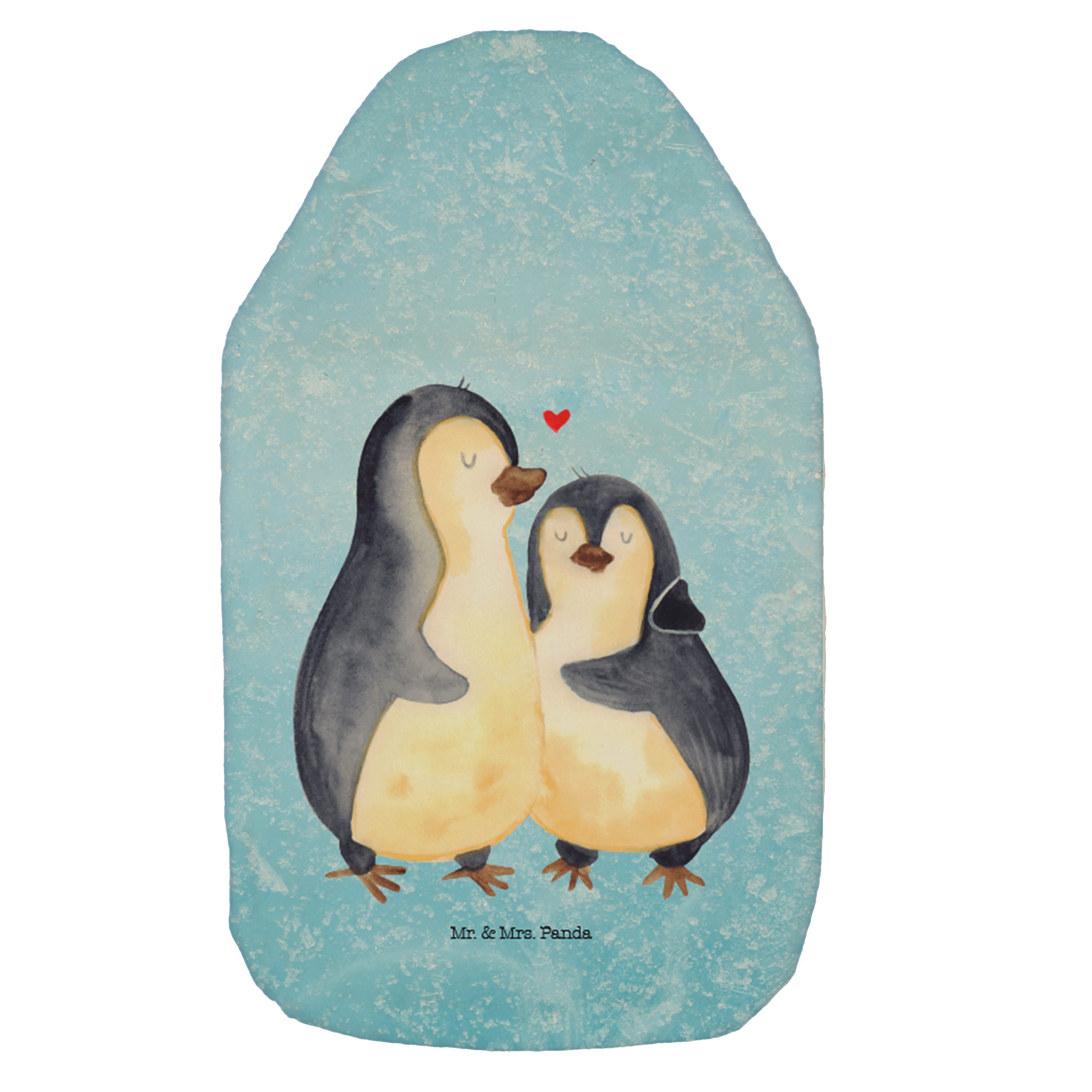 Mr. & Mrs. Panda Wärmflasche Pinguin umarmen - Eisblau - Geschenk, Umarmung, Kinderwärmflasche, Kö, (1-tlg), Hautfreundlich