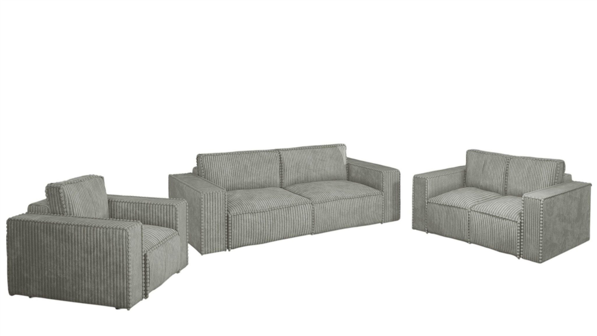 Fun Möbel Polstergarnitur Sofa-Set Sofa VAJANA 3-2-1 Sofagarnitur in Stoff Tilia, (3-Sitzer mit Schlaffunktion, 3-tlg), Rundumbezug