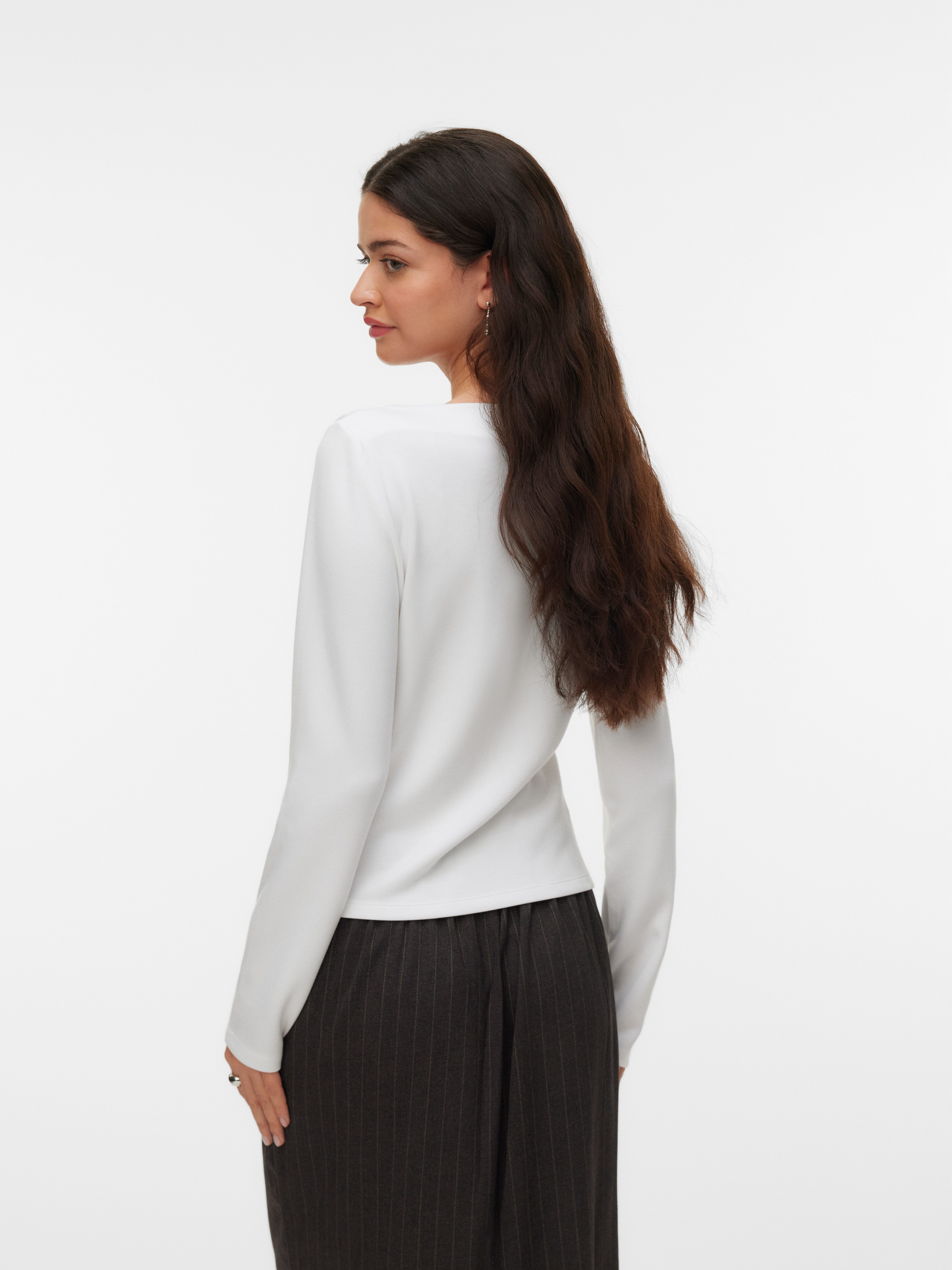 Vero Moda Langarmshirt VMMILLE LS BOATNECK SHORT TOP JRS NOOS Materialmix, günstig online kaufen