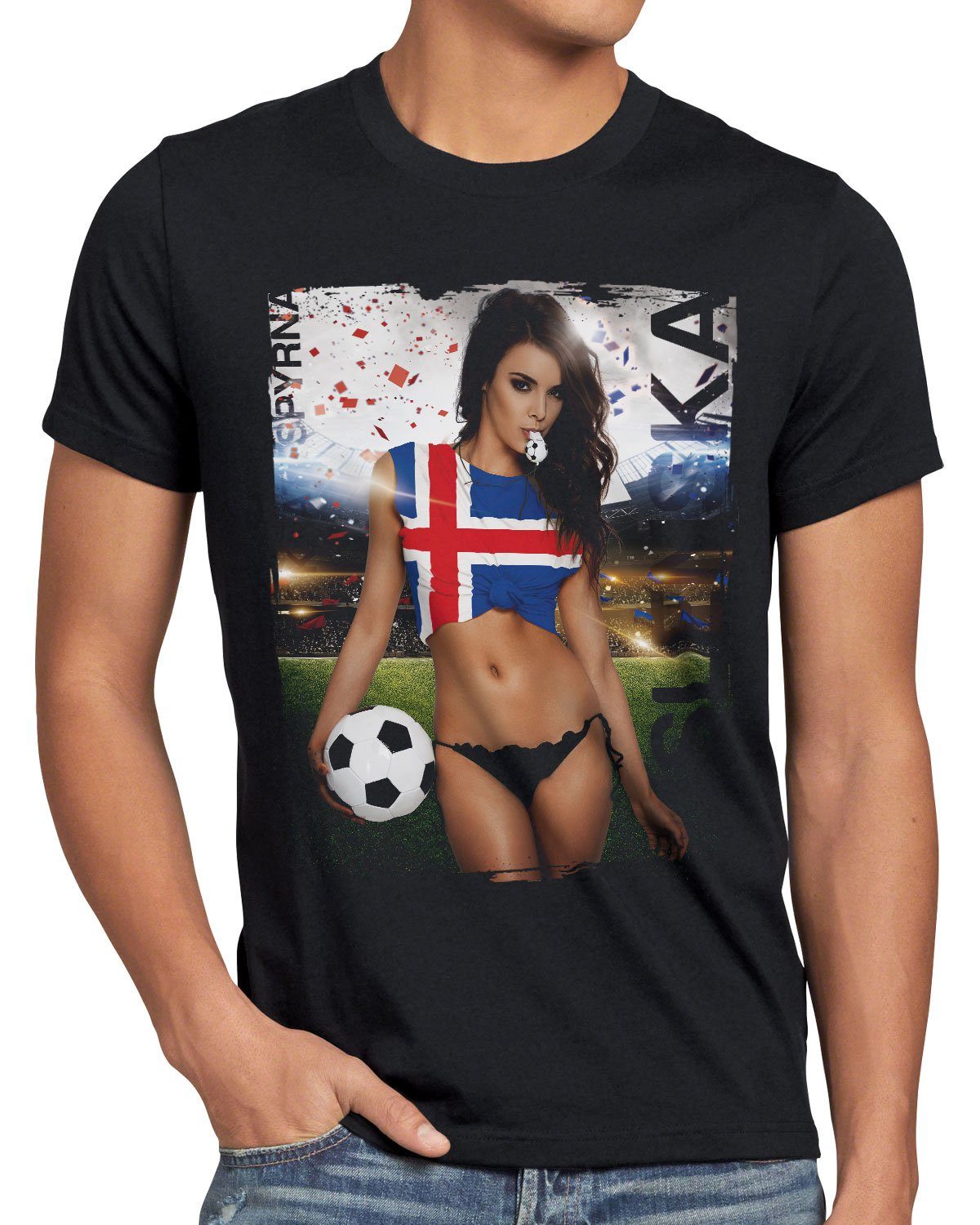 style3 Print-Shirt Herren T-Shirt EM Germany Soccer Trikot 2022 Girl Schwarz Fußball Deutschland