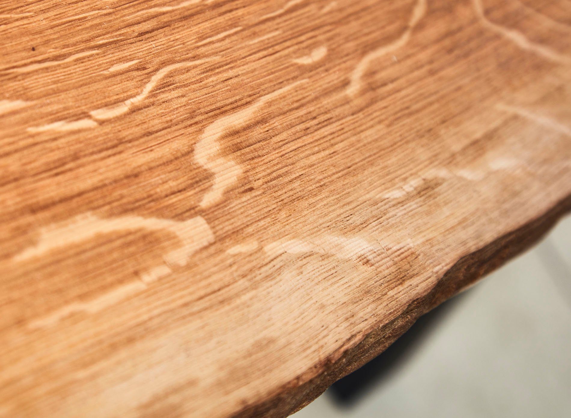 Living Oak Sitzbank Sitzbank Massivholz Eiche Kufen mit Baumkante