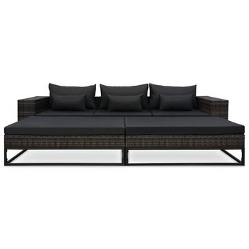 vidaXL Loungesofa 5-tlg. Garten-Sofagarnitur mit Auflagen Poly Rattan Grau, 1 Teile