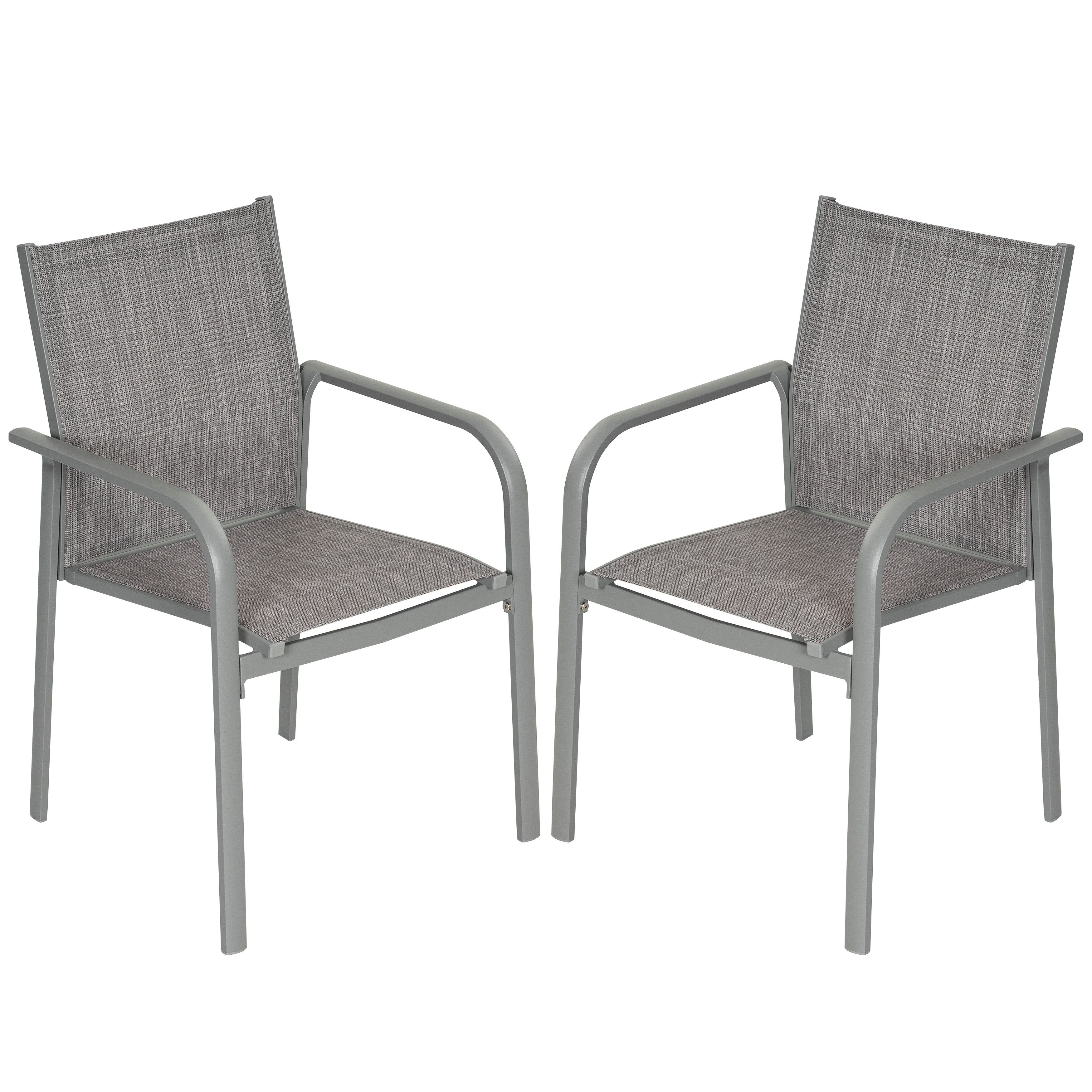 Avestar Gartenstuhl 2er-Set stapelbare Terrassenstühle aus Textilene mit Aluminiumgestell (2 St), Ergonomisch, UV-beständig, wetterfest für Terrasse & Garten