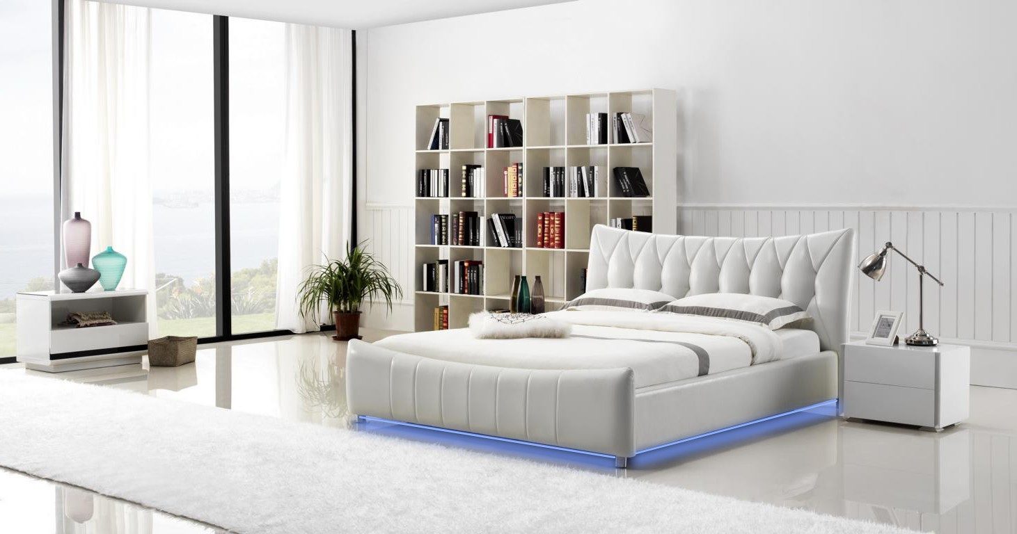 Xlmoebel Polsterbett Luxus-Bett aus hochwertigem Doppel-Leder im modernen Design (1-tlg., Designer Bett B1302), Hergestellt in Europa
