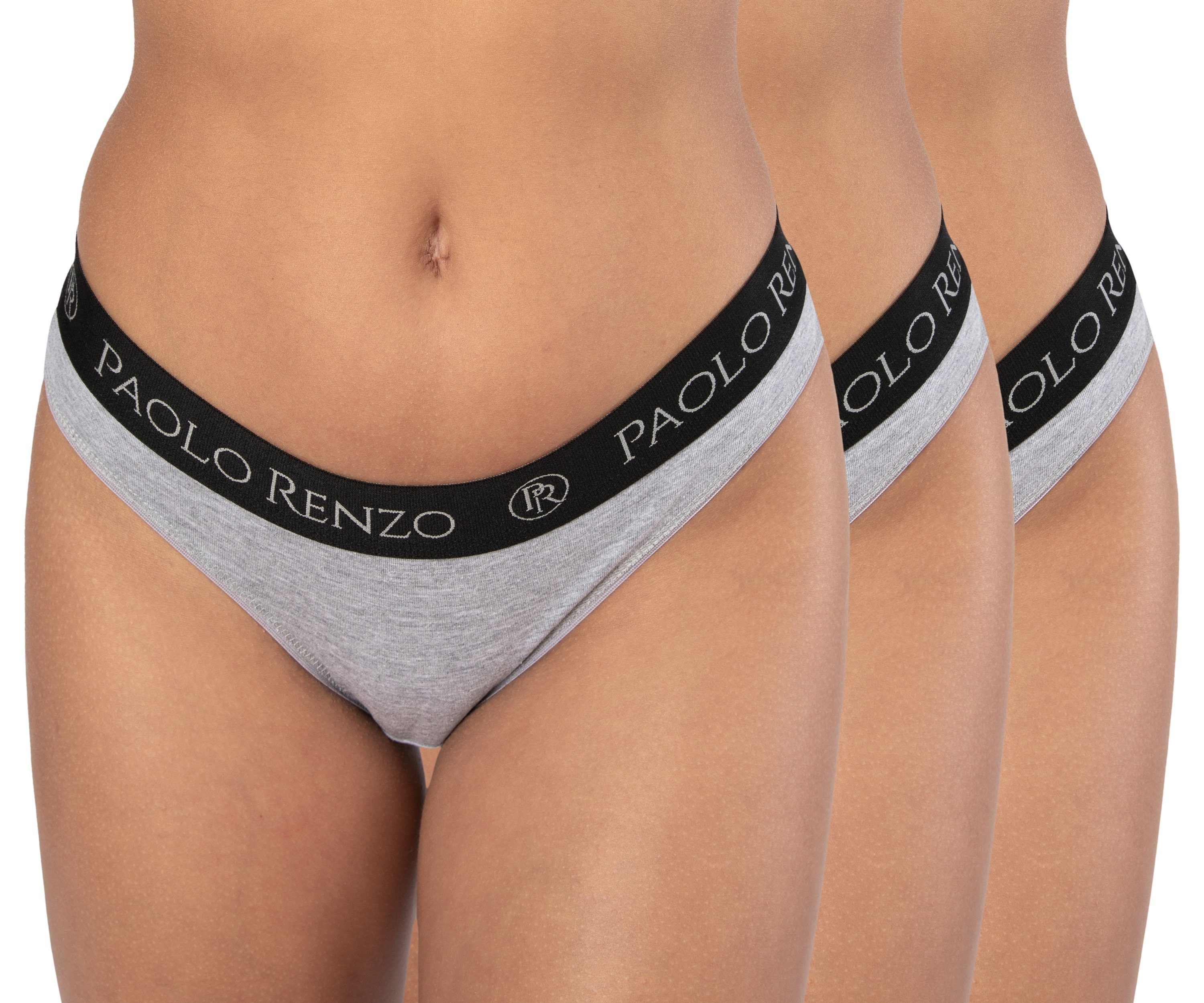 Paolo Renzo Stringtanga Sports-Collection Atmungsaktive & Hautsympatische Damen Tanga (3-St) Sport Tanga aus hochwertiger Baumwolle