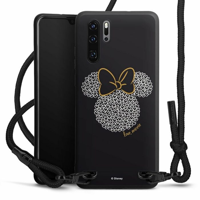 DeinDesign Handyhülle Minnie Mouse Disney Muster Minnie Black and White Huawei P30 Pro New Edition Premium Handykette Hülle mit Band