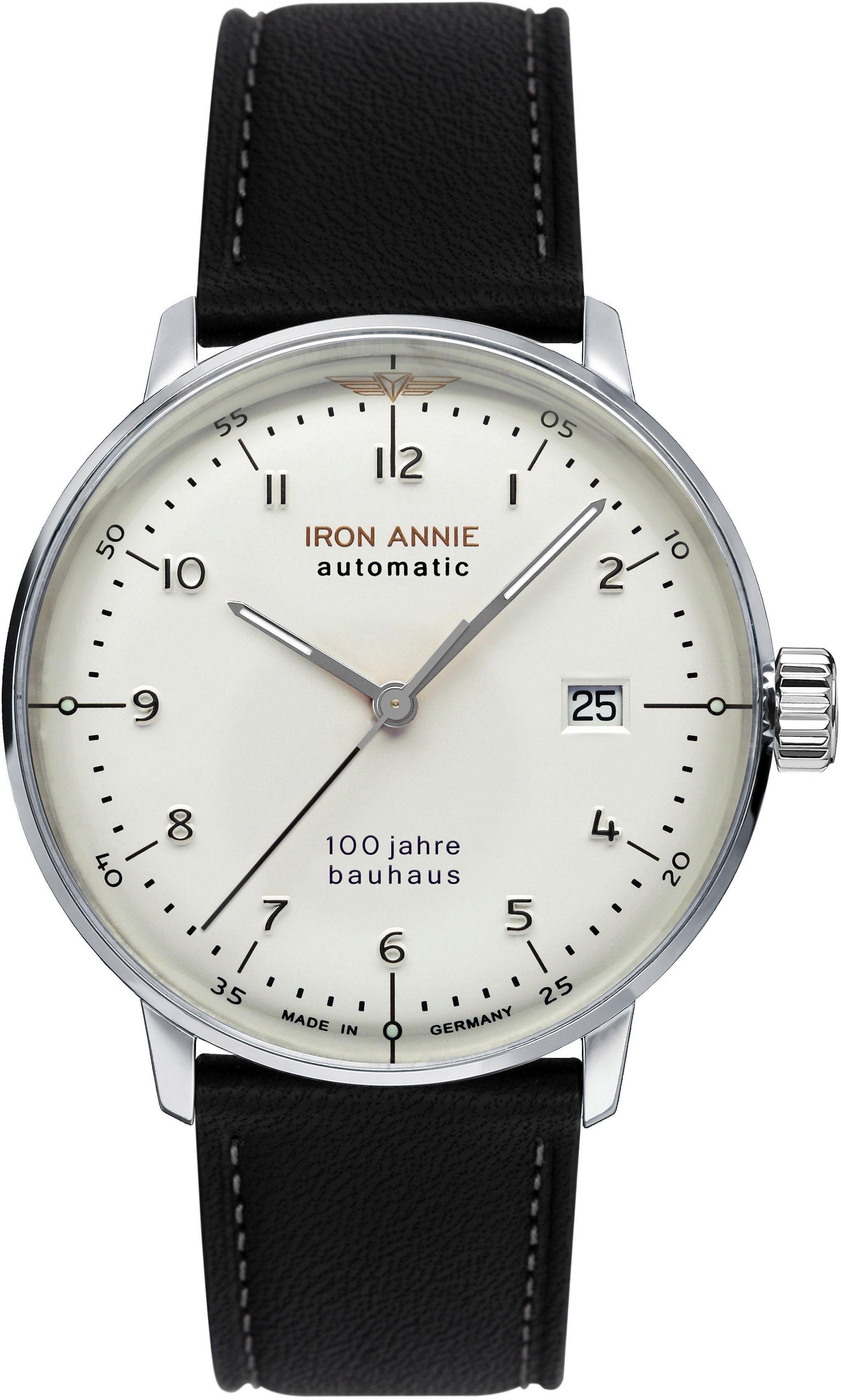 IRON ANNIE Automatikuhr Bauhaus, 5056-1, Armbanduhr, Herrenuhr, Datum, Made in Germany