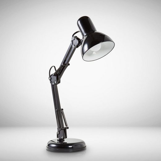 B.K.Licht Schreibtischlampe »Draco«, Tischlampe schwarz Metall Retro