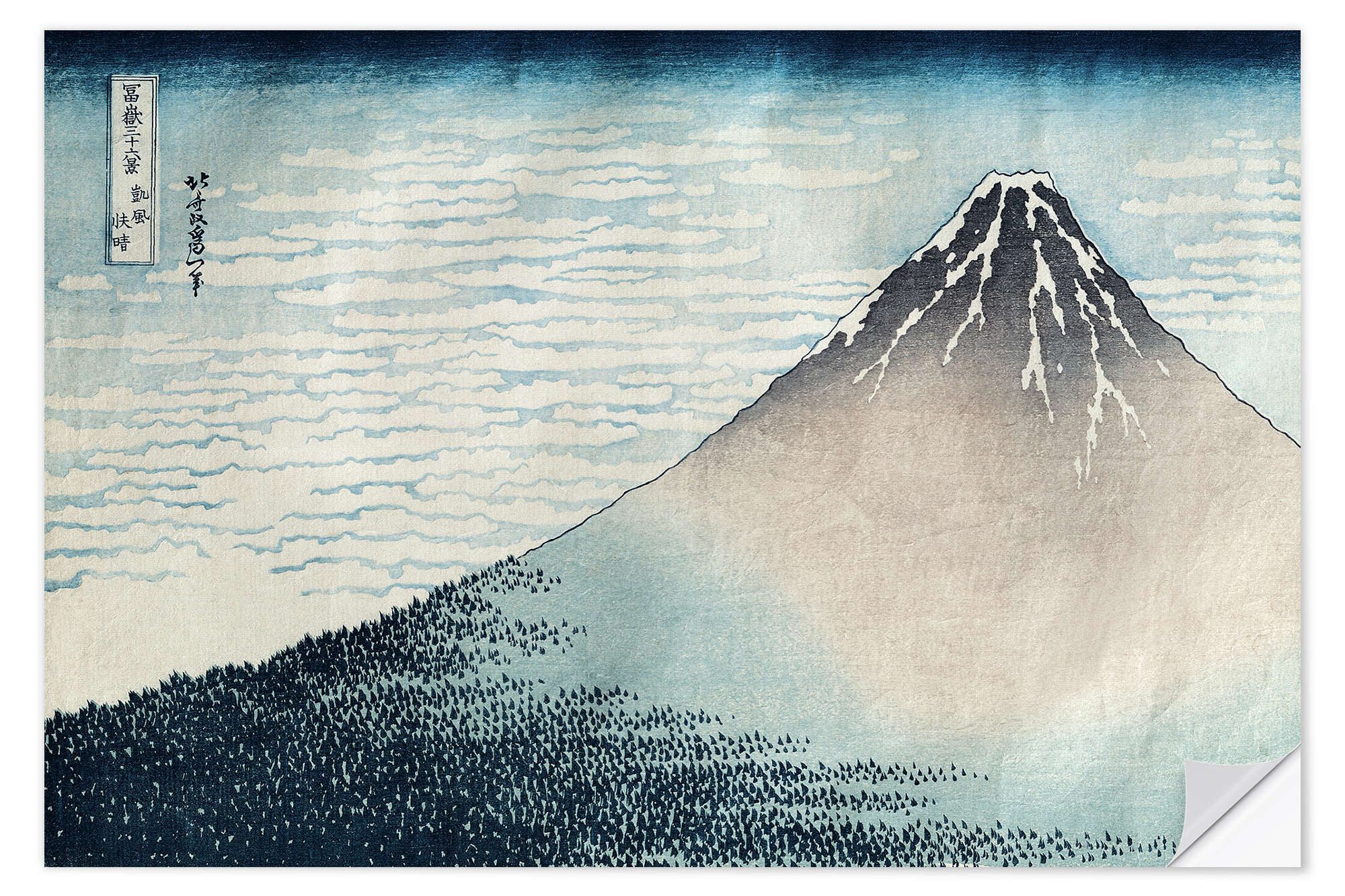 Posterlounge Wandfolie Katsushika Hokusai, Fuji bei klarem Wetter, Wohnzimmer Malerei