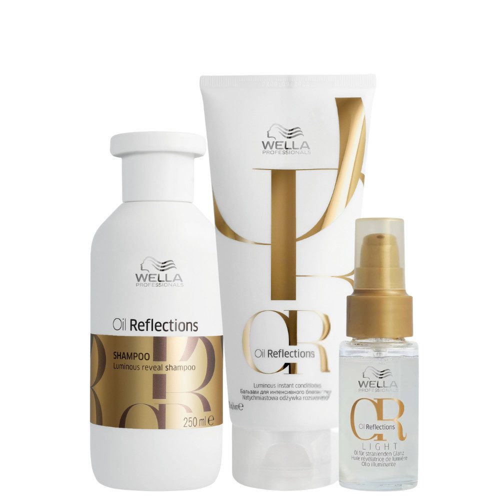 Wella Professionals Haarpflege-Set Oil Reflections Glanzpflege-Set, 3-tlg., perfekte Glanzpflege für feines Haar