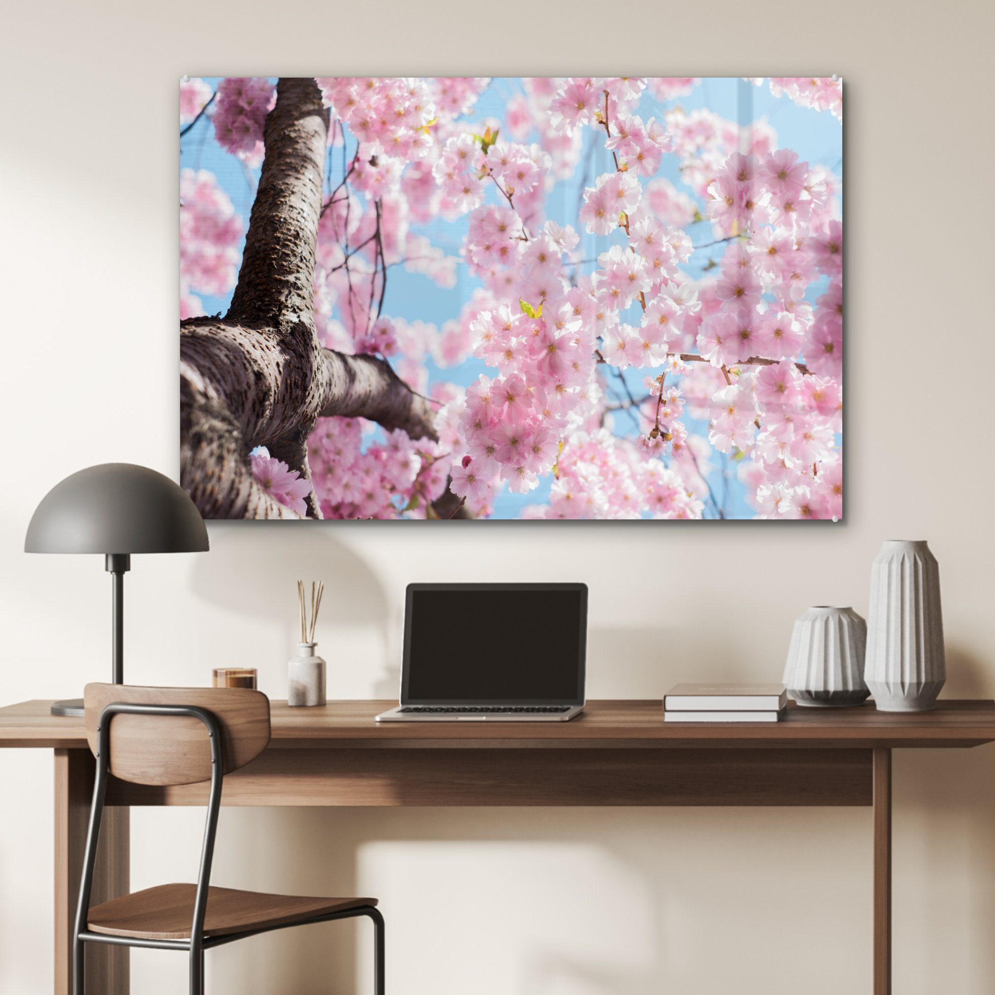 MuchoWow Acrylglasbild Blumen - Sakura Acrylglasbilder St), (1 Wohnzimmer Baum, Schlafzimmer & 