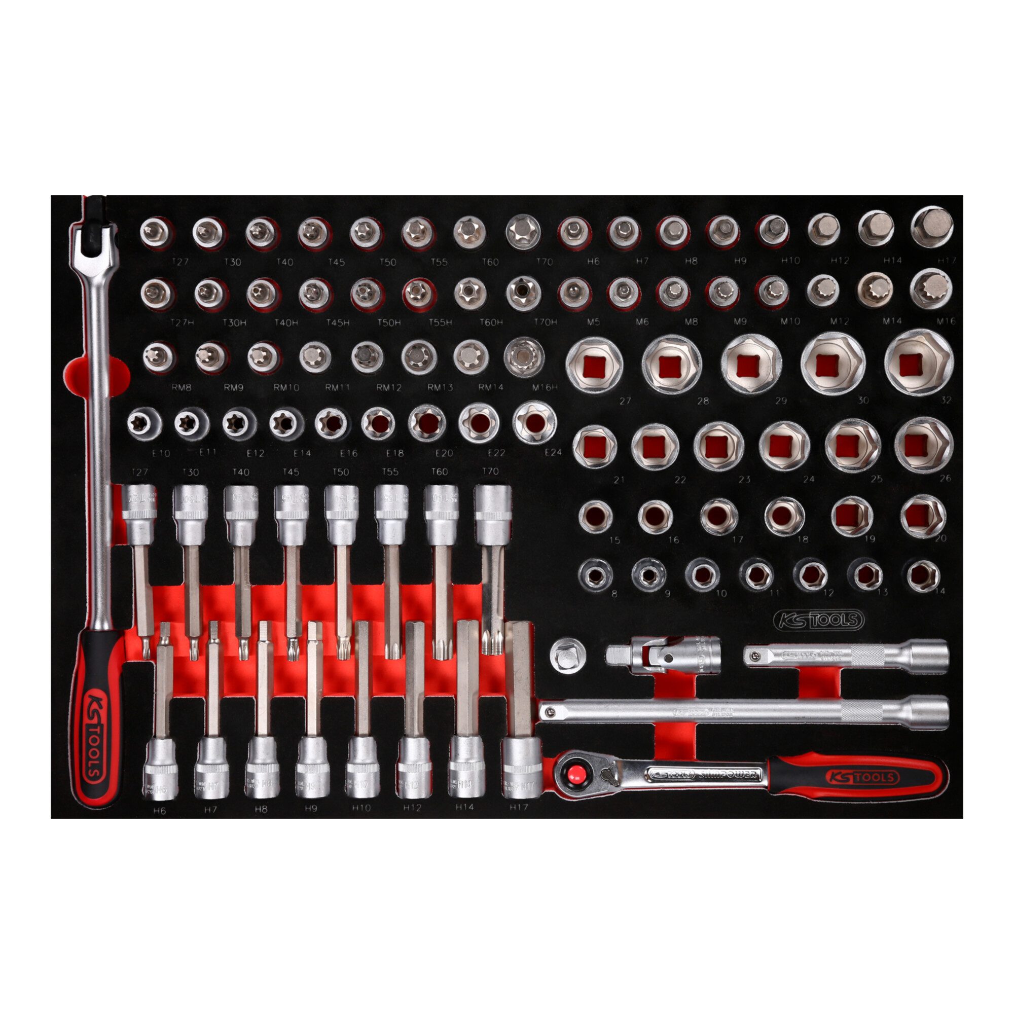 KS Tools Steckschlüssel KS Tools 1/2" Steckschlüssel-Satz in Schaumstoffeinlage, 95-tlg