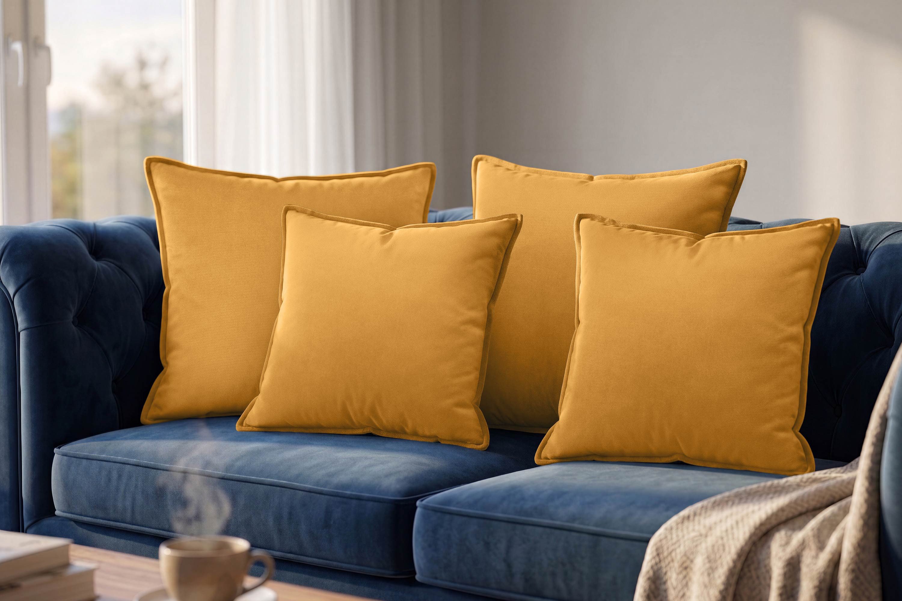 Amilian Dekokissen 4er Set Zierkissen Sofakissen Couchkissen mit Reißverschluss, inklusive Füllung für Sofa, Couch und Bett