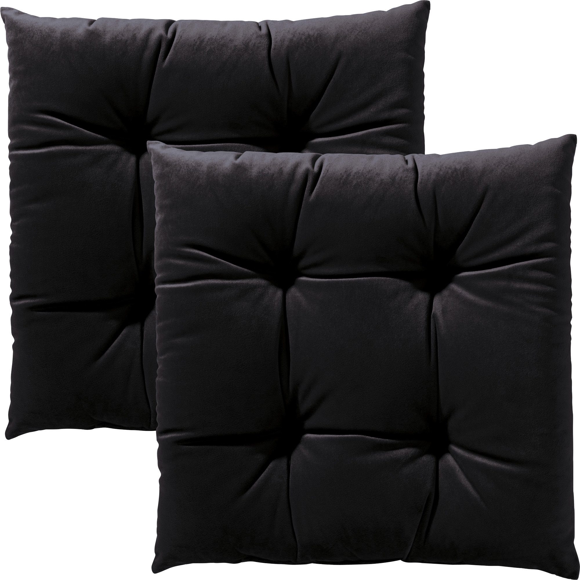 REDBEST Stuhlkissen Stuhlkissen "Kingsville" 2er-Pack, Nicky-Velours Uni