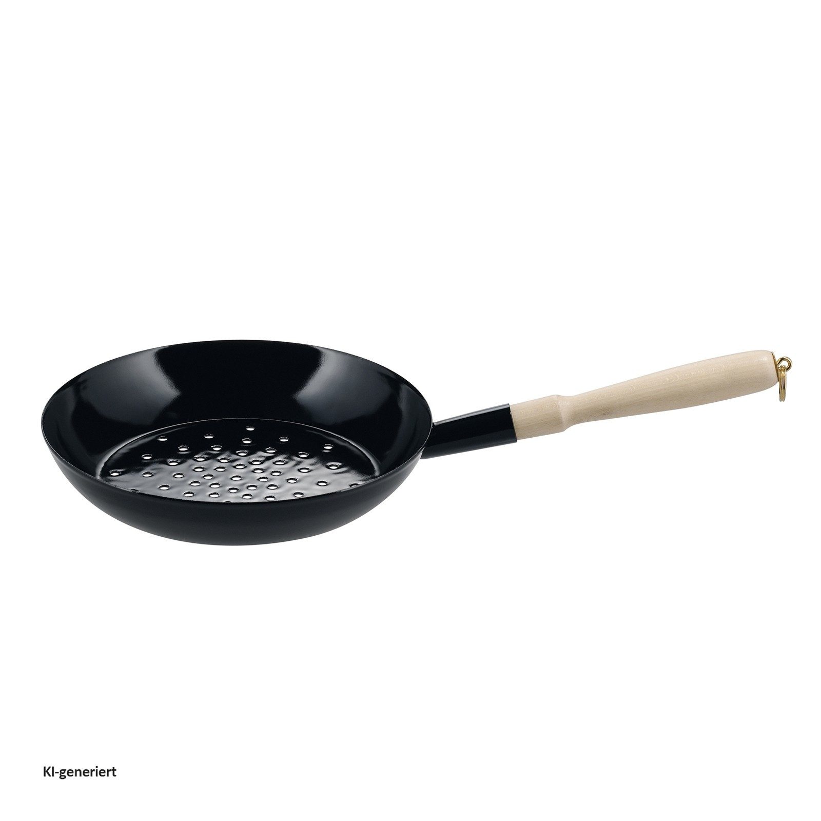 Riess Bratpfanne Maronipfanne 26 cm gelochter Boden, Emaille, Holz (Stück, 1-tlg), gelochter Innen-Boden Maronenpfanne