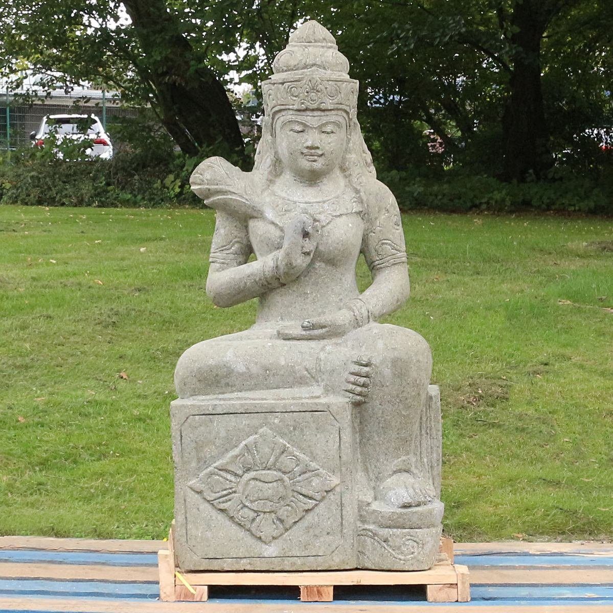 Oriental Galerie Dekofigur Dewi Tara Figur sitzend Steinfigur Greenstone 100 cm (1 St), traditionelle Herstellung in Handarbeit im Ursprungsland