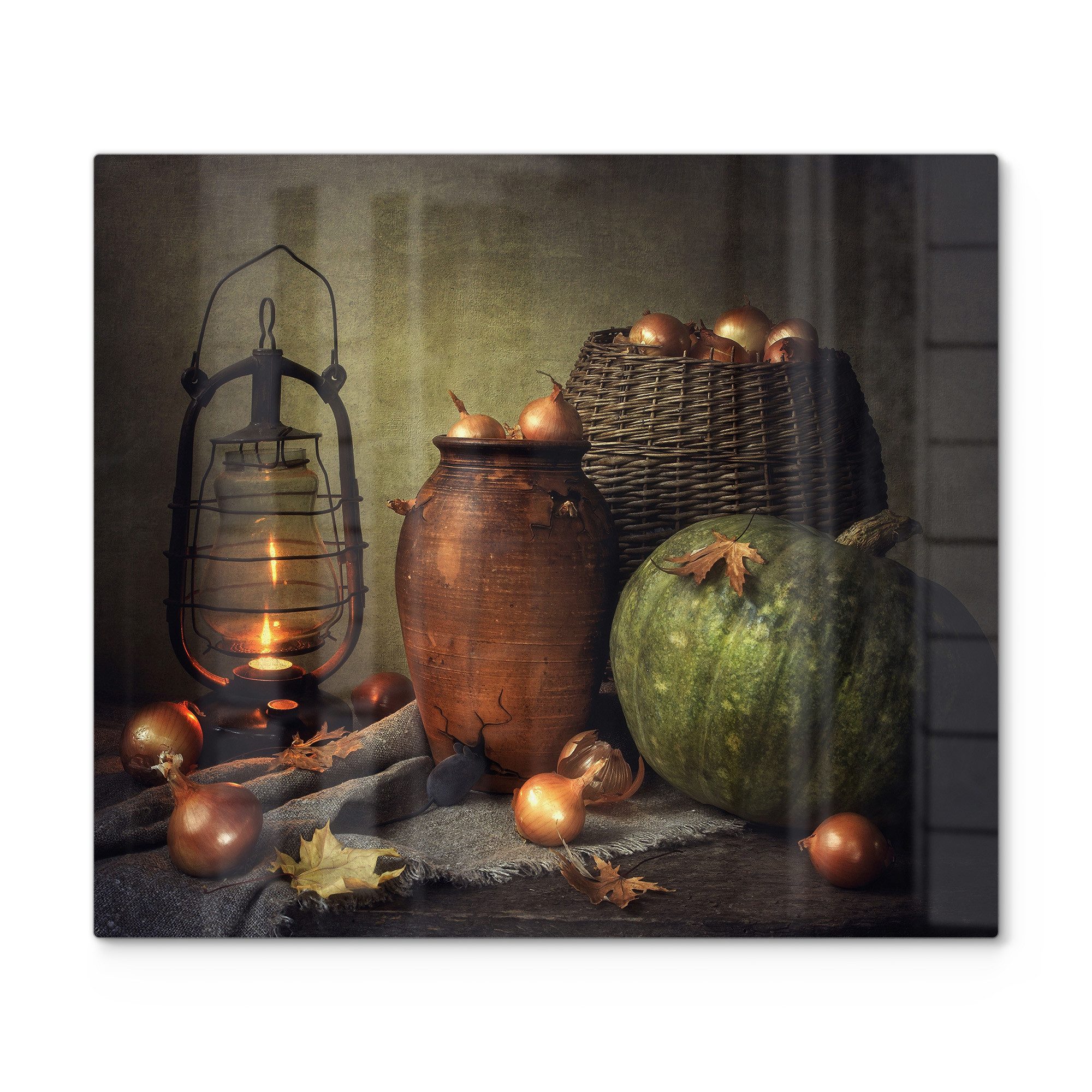 DEQORI Herdblende-/Abdeckplatte 'Herbstliche Wärme', Glas, (1 tlg), Herdabdeckplatte Ceranfeld Herd Platte Abdeckung Glasplatte