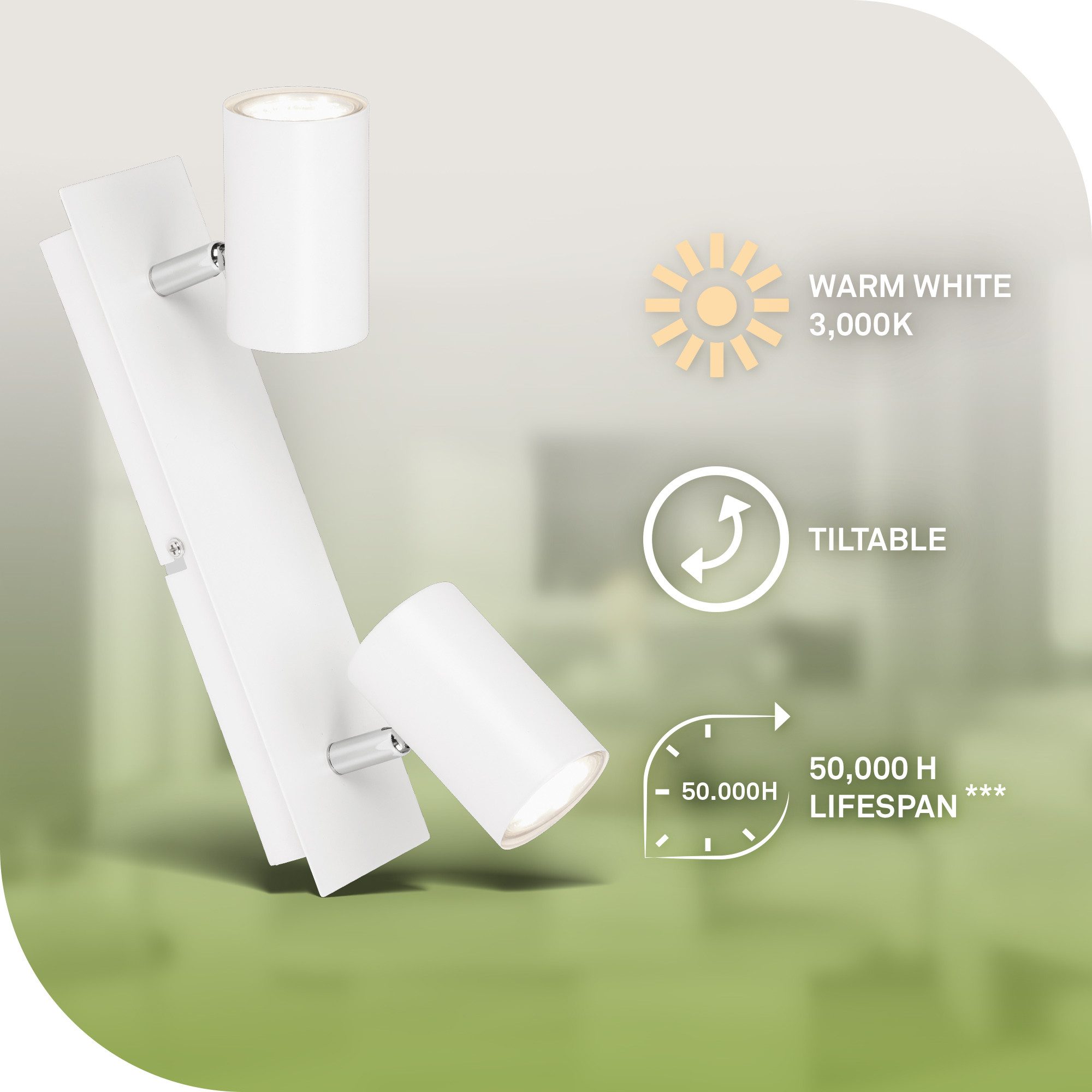 Briloner Leuchten Deckenspot LED Wandlampe Innen Wohnzimmer GU10, Energieeffizient inkl. Leuchtmittel, ohne Leuchtmittel, 2700K - Extra - Warmweiß, Wandlampe, 12x8x12,3cm, Schwarz, max.40W, GU10, Innen, Wohnzimmer