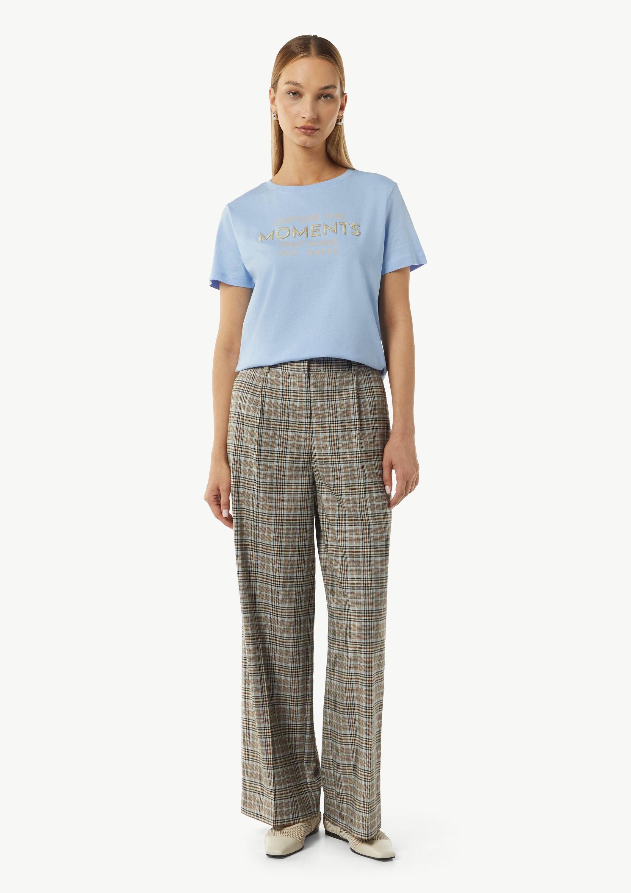 comma Chinos Hose Karohose mit Wide Leg günstig online kaufen