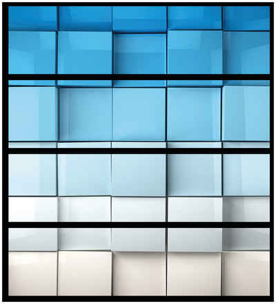 Wallario Möbelfolie Blau-weiße Kisten, Schachteln, Muster