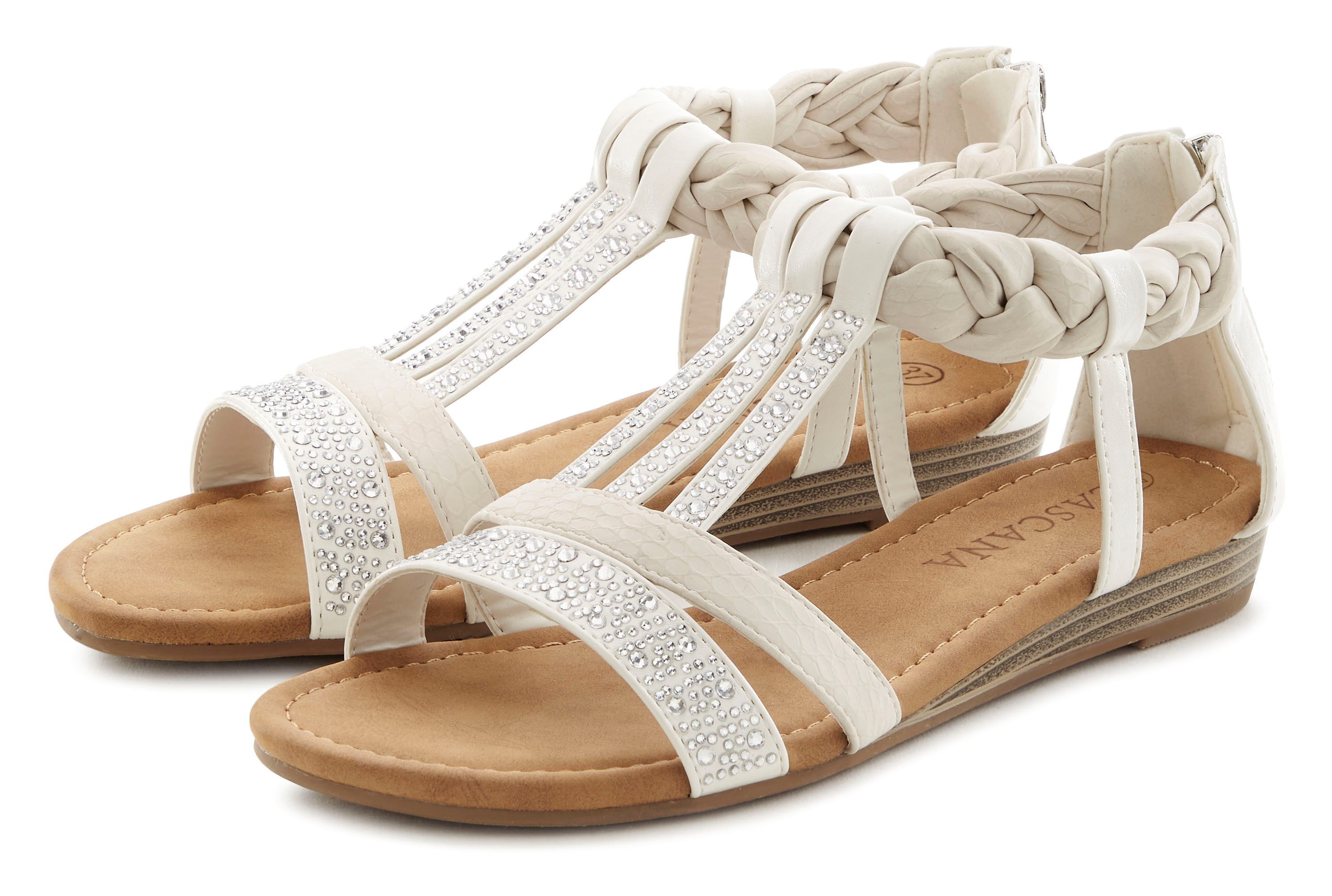 LASCANA Sommerschuh, Sandalette Sandale mit Glitzersteinen und kleinem Keil günstig online kaufen