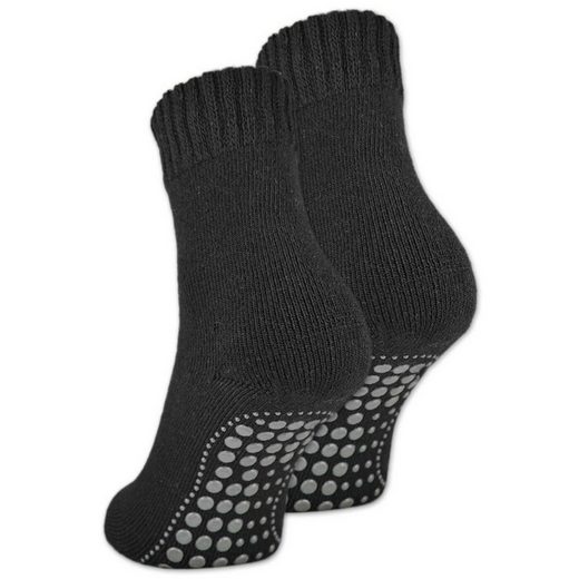 sockenkauf24 ABS-Socken »2, 4 oder 6 Paar Damen & Herren ABS Socken Anti Rutsch Socken mit Wolle 21463« (Schwarz, 2-Paar, 35-38)