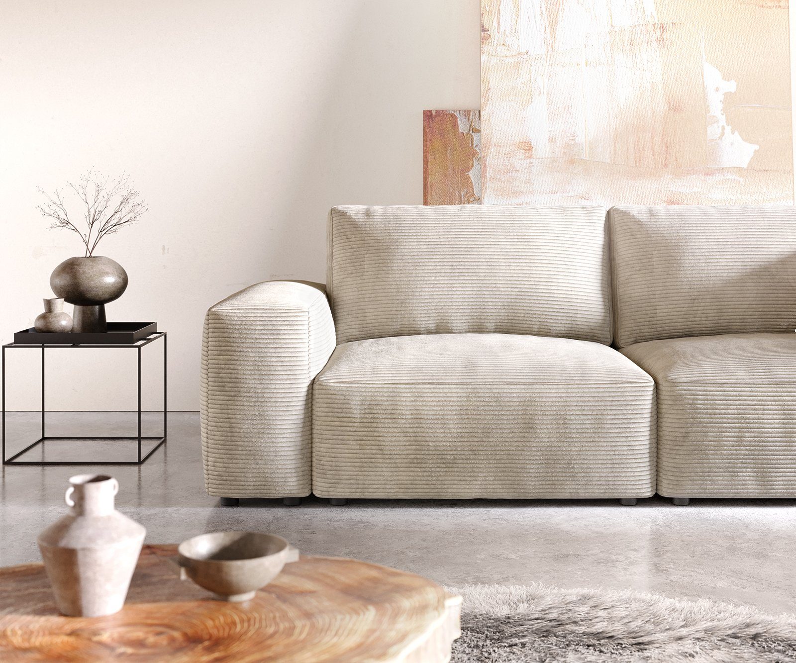 L 260x110 DELIFE Cord Beige cm Lanzo, Big-Sofa