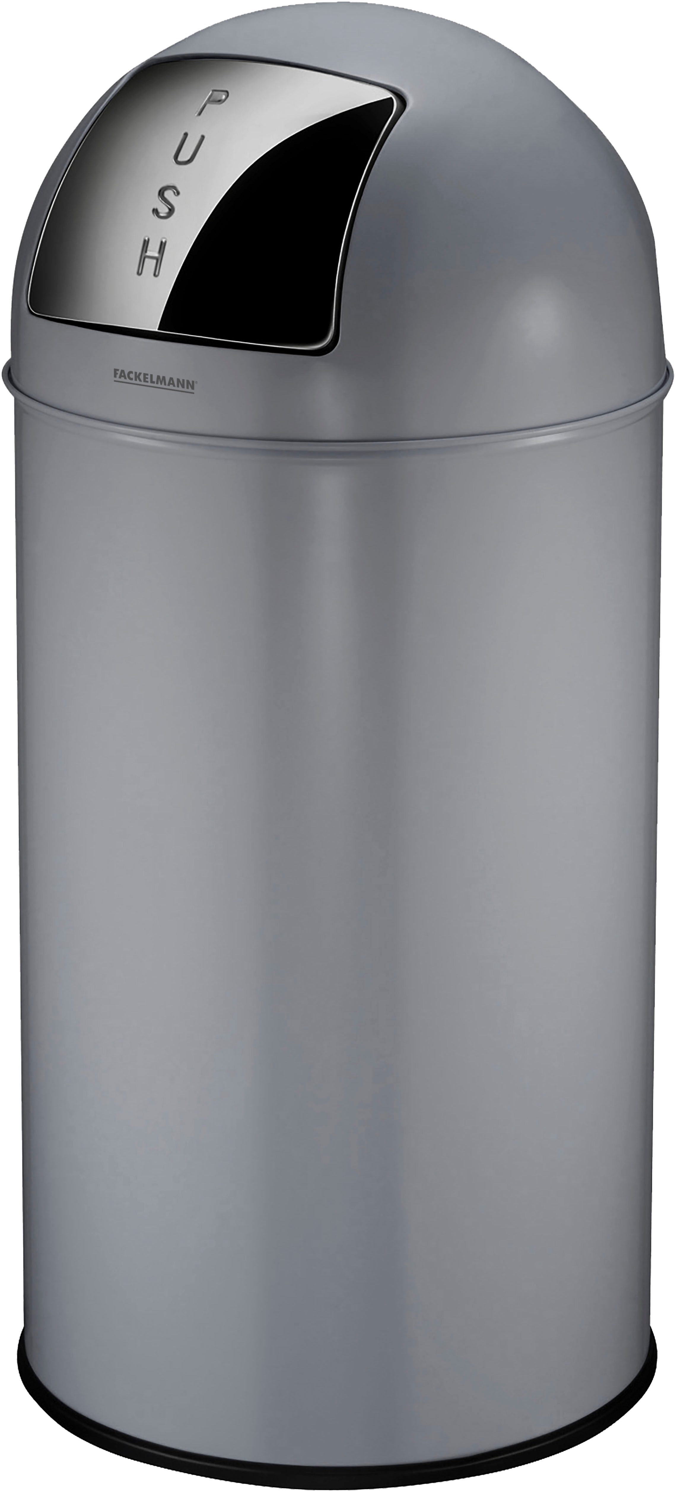 FACKELMANN Mülleimer BERLIN, Push Abfalleimer 40L, Retro-Design, großes Fassungsvolumen, lackiertes Edelstahlgehäuse