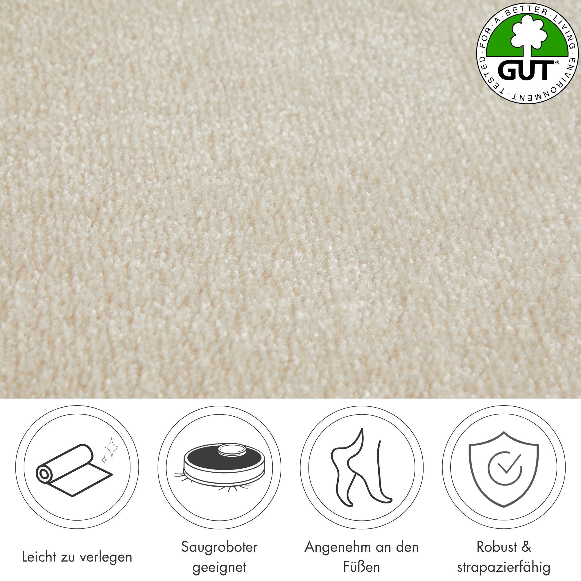 Andiamo Teppichboden Levin, Velours, Gesamthöhe 10 mm, Luxusklasse LC2, rechteckig, Uni Farben, Breite 400 cm oder 500 cm, weiche Qualität
