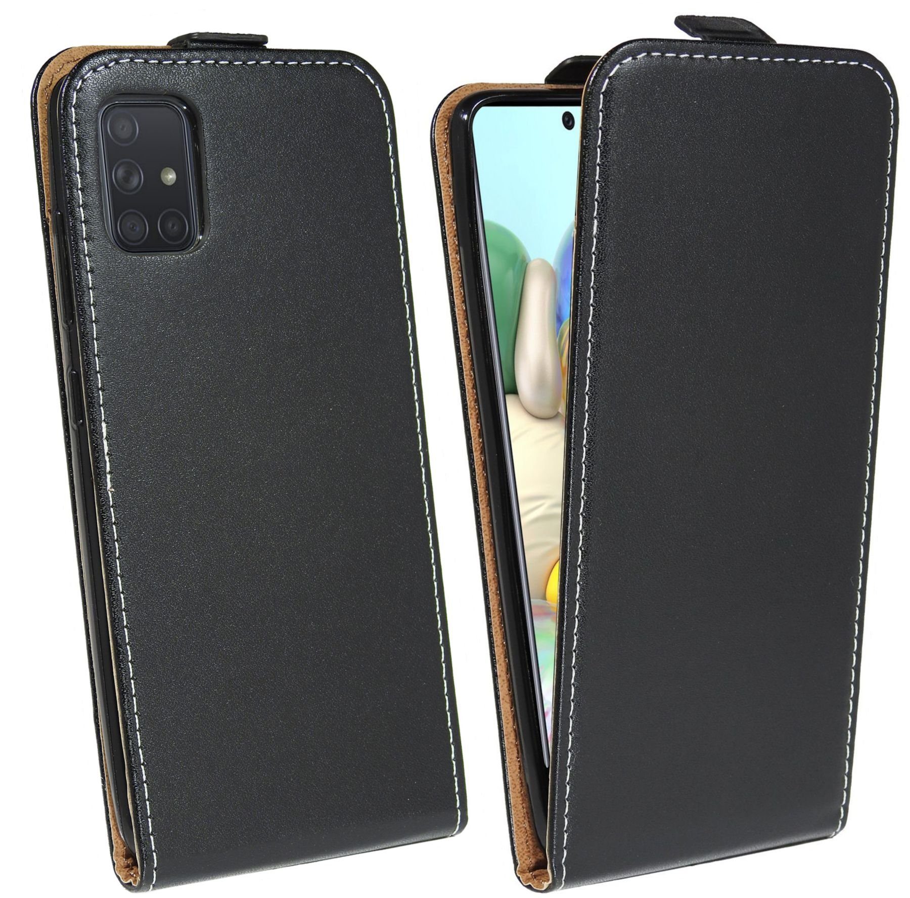 cofi1453 Handyhülle Flip Case für Samsung Galaxy A71, Schutzhülle Handy  Flip Cover Klapptasche Schwarz