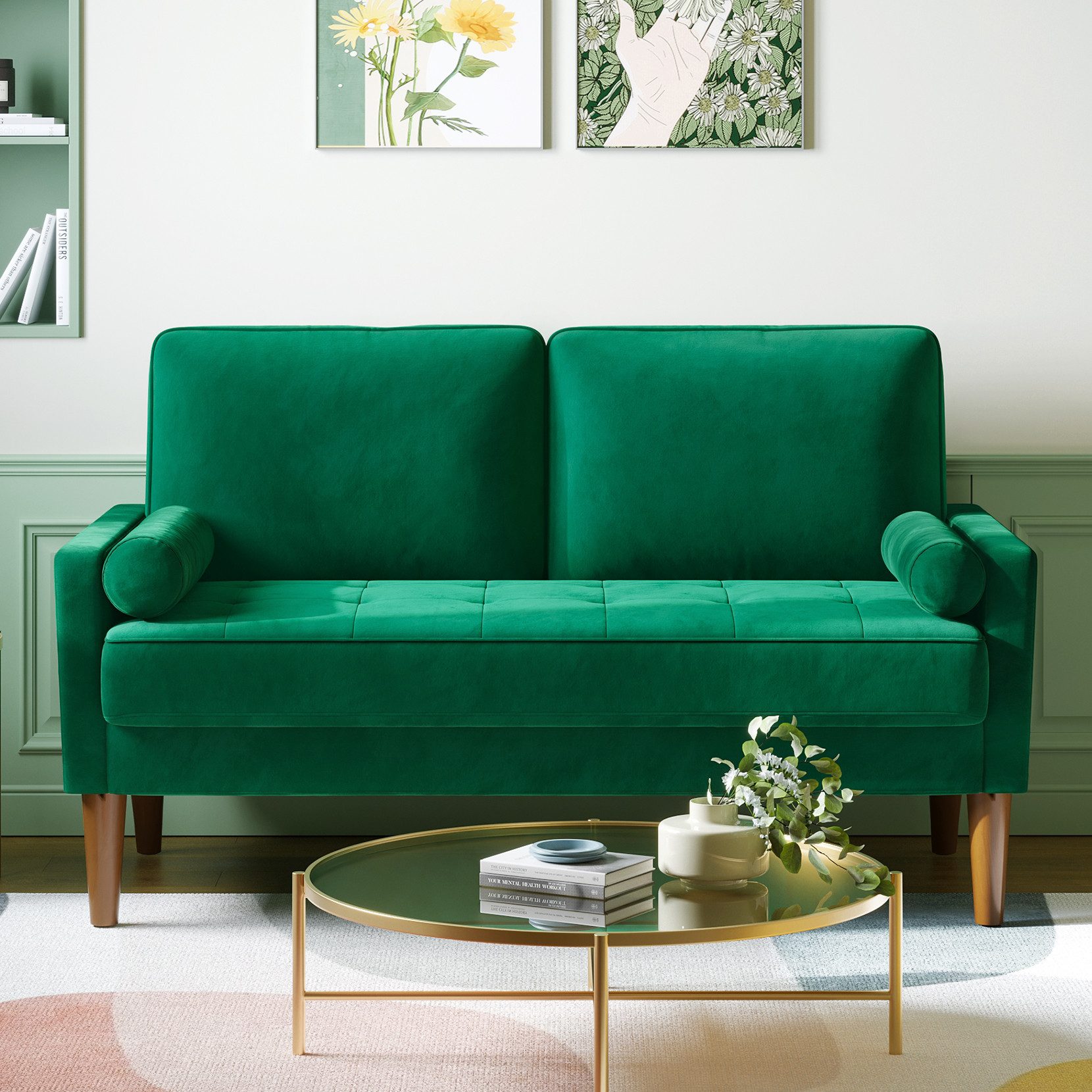 OUNUO 2-Sitzer Couch 2 Sitzer, Samt günstig online kaufen