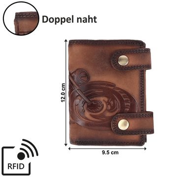 SHG Geldbörse ◊ Herren Leder Börse Portemonnaie, Brieftasche Lederbörse mit Münzfach RFID Schutz Männerbörse mit Kette