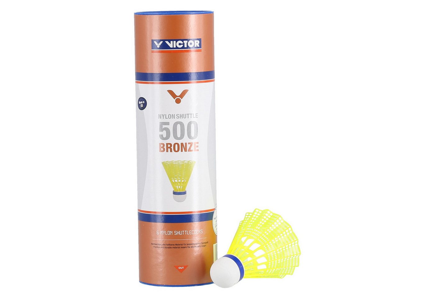 VICTOR Badmintonball Shuttle 500 Nylon Dose gelb 6er, Geschwindigkeit: mittel