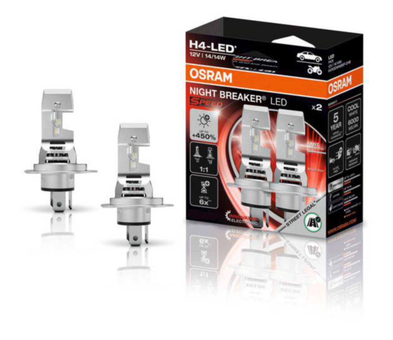 Osram KFZ-Ersatzleuchte Osram Scheinwerferlampe H4 Night Breaker LED Speed
