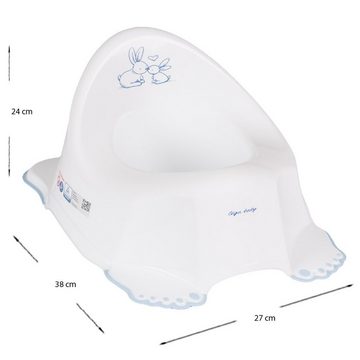 Tega-Baby Toilettentrainer 3 Teile Set - BUNNIES - Weiß - Toilette Sitz Brille Trainer Kinder, ** WC Aufsatz-Gepolstert + Töpfchen + Tritthocker **