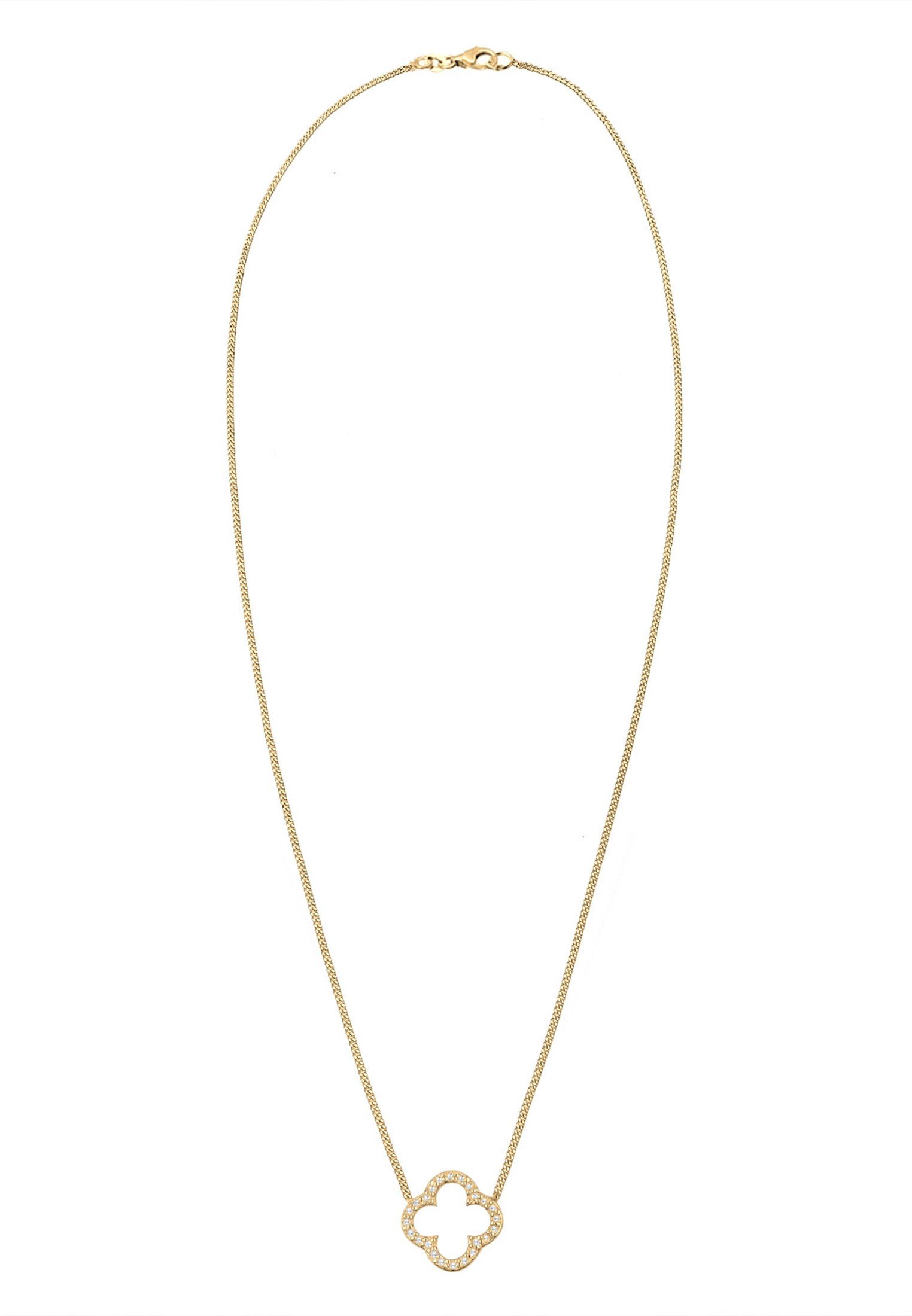 Elli Kette mit Anhänger Kleeblatt Glück Zirkonia 925 Silber, Kleeblatt günstig online kaufen