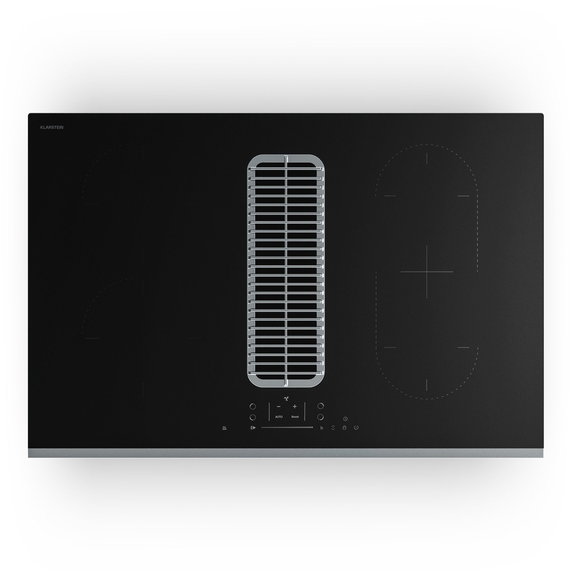 Klarstein Induktions-Kochfeld IR474F-S4-80-0 IR474F-S4-80-0, Induktionskochfeld mit Dunstabzug 4 Zonen 80cm Touch